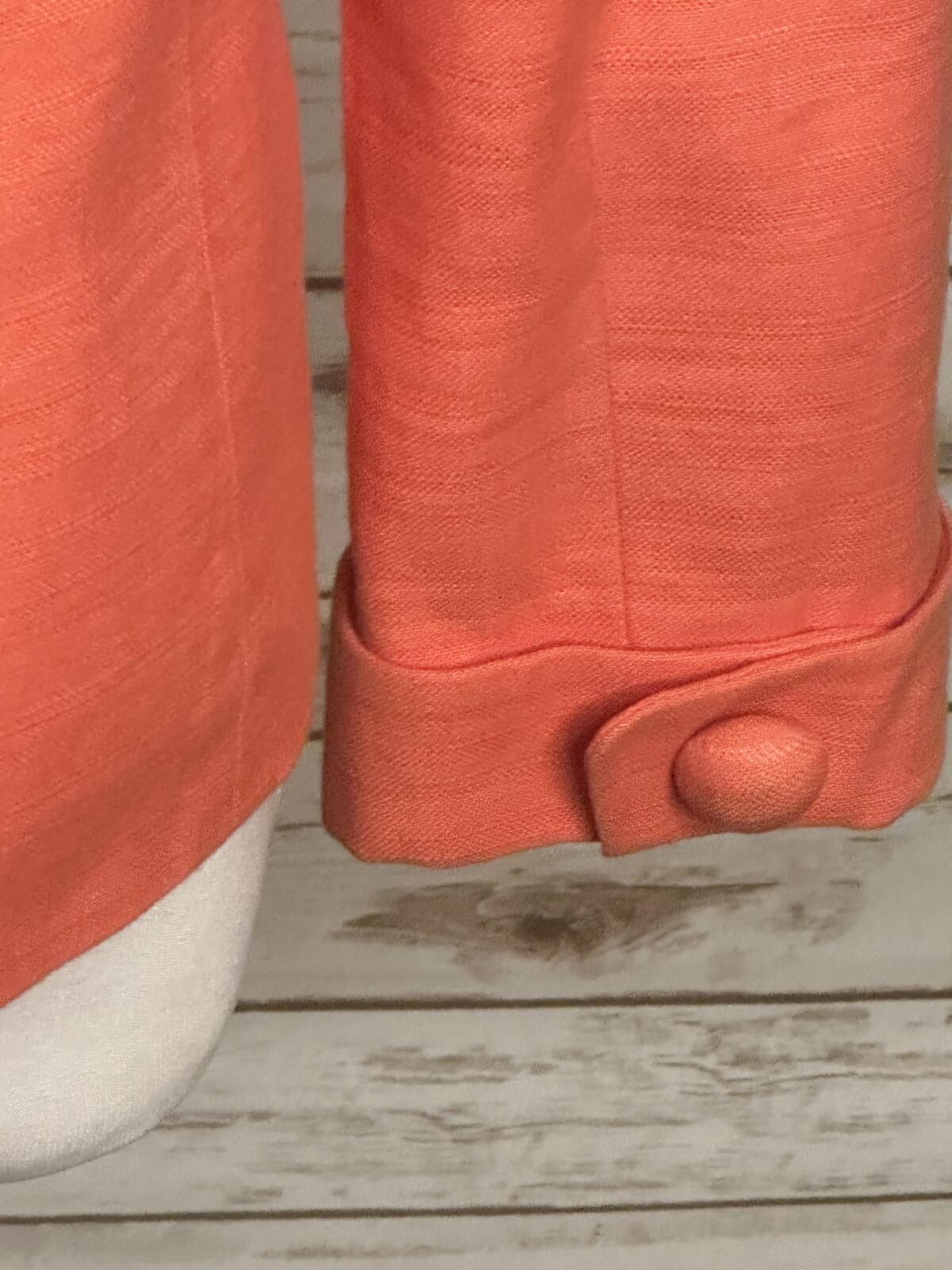 J.Crew coral linen-cotton textured structured collar cropped jacket Size 10