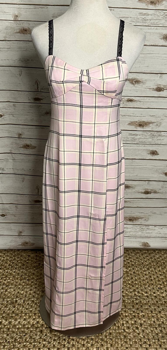 Urban Outfitters pink plaid lace straps slip maxi dress Medium Y2K coquette