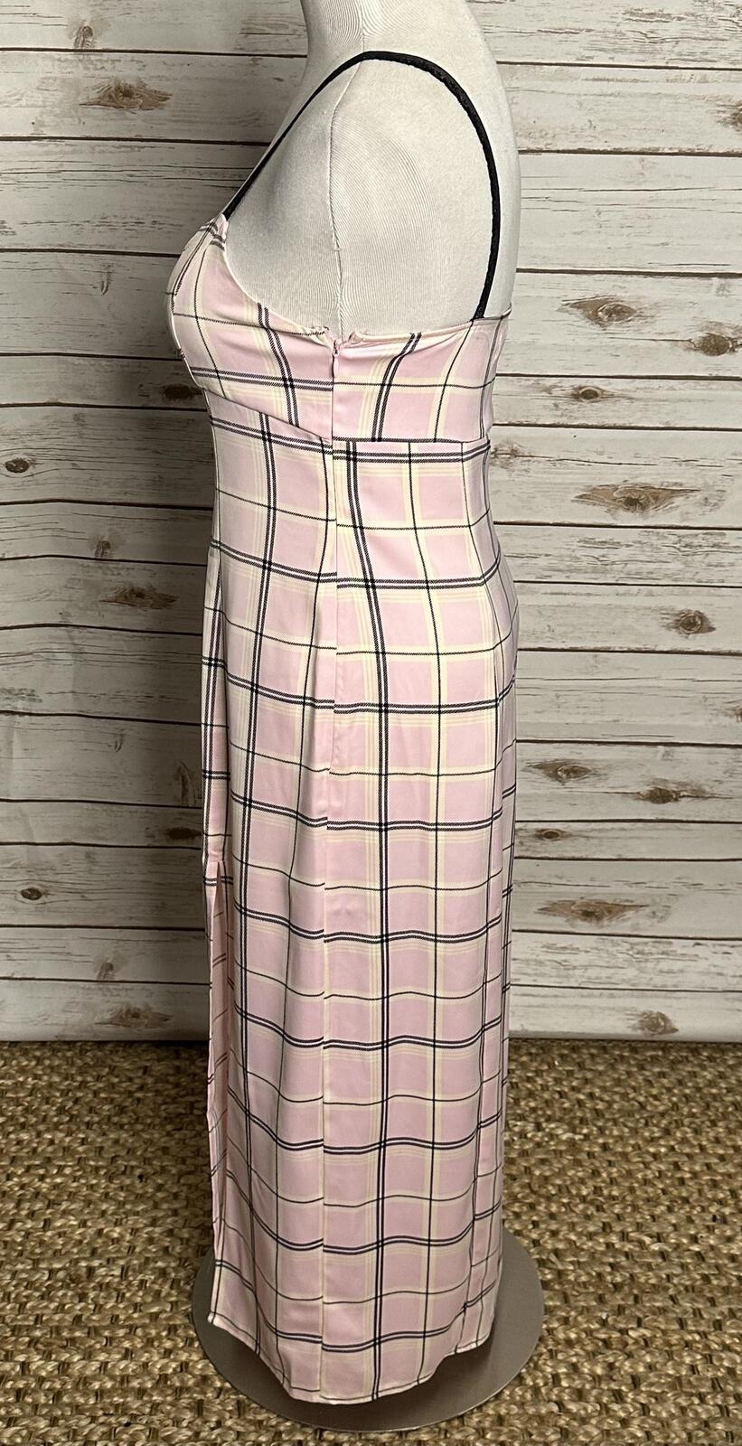 Urban Outfitters pink plaid lace straps slip maxi dress Medium Y2K coquette