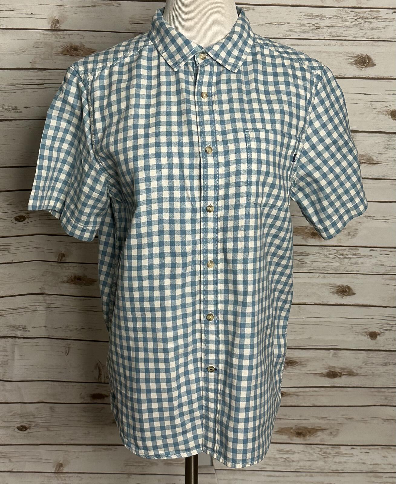 The North Face blue white gingham short sleeve button-up shirt Medium gorpcore