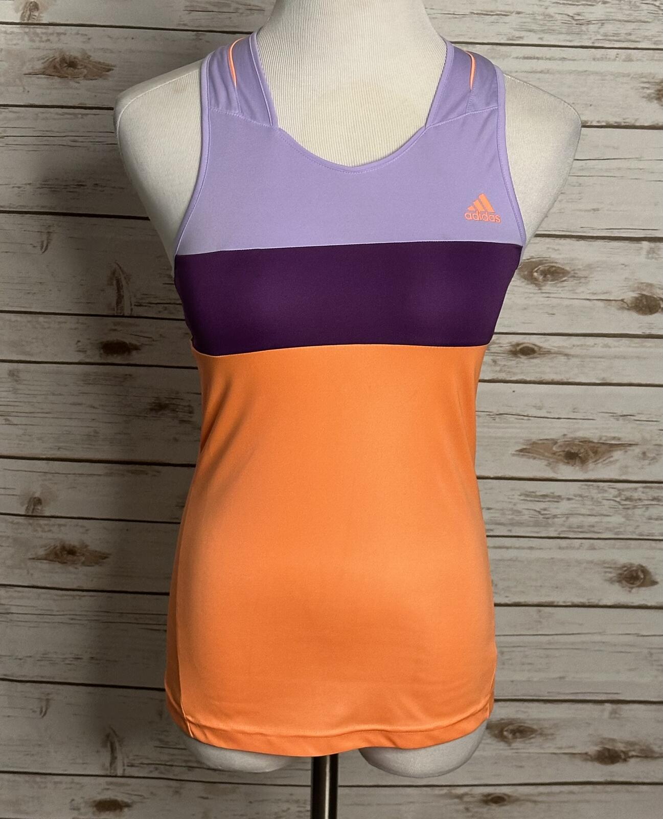 Adidas Youth Girl purple orange colorblock racerback tank top Large/13-14Y