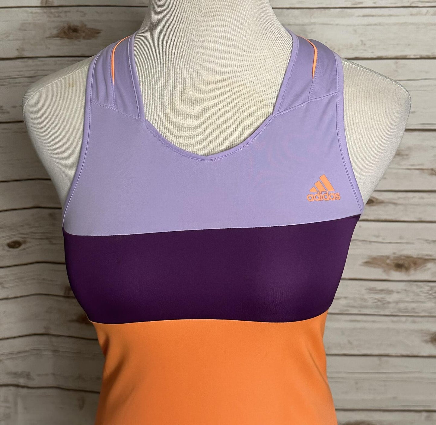 Adidas Youth Girl purple orange colorblock racerback tank top Large/13-14Y