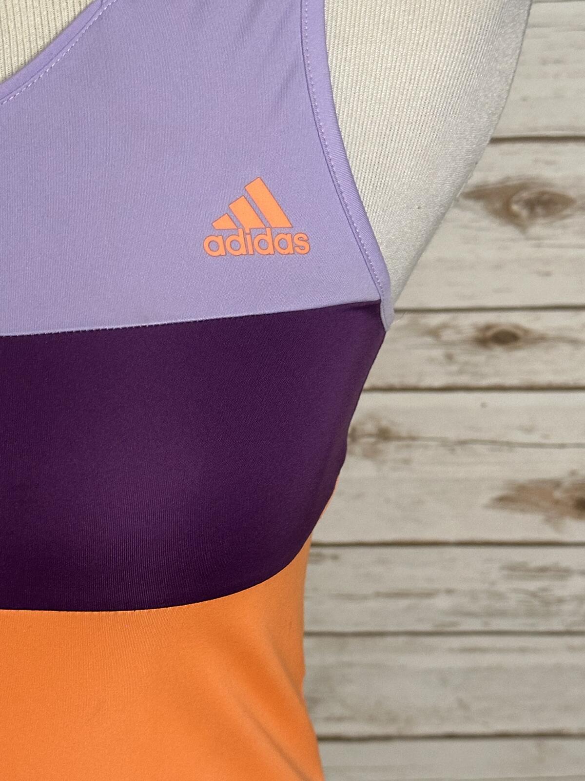 Adidas Youth Girl purple orange colorblock racerback tank top Large/13-14Y