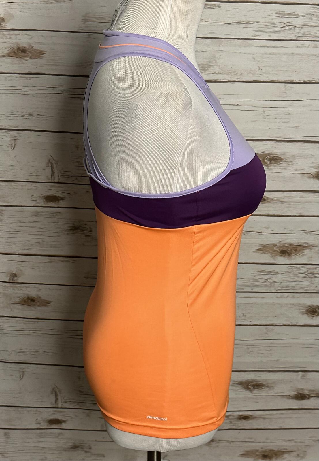 Adidas Youth Girl purple orange colorblock racerback tank top Large/13-14Y