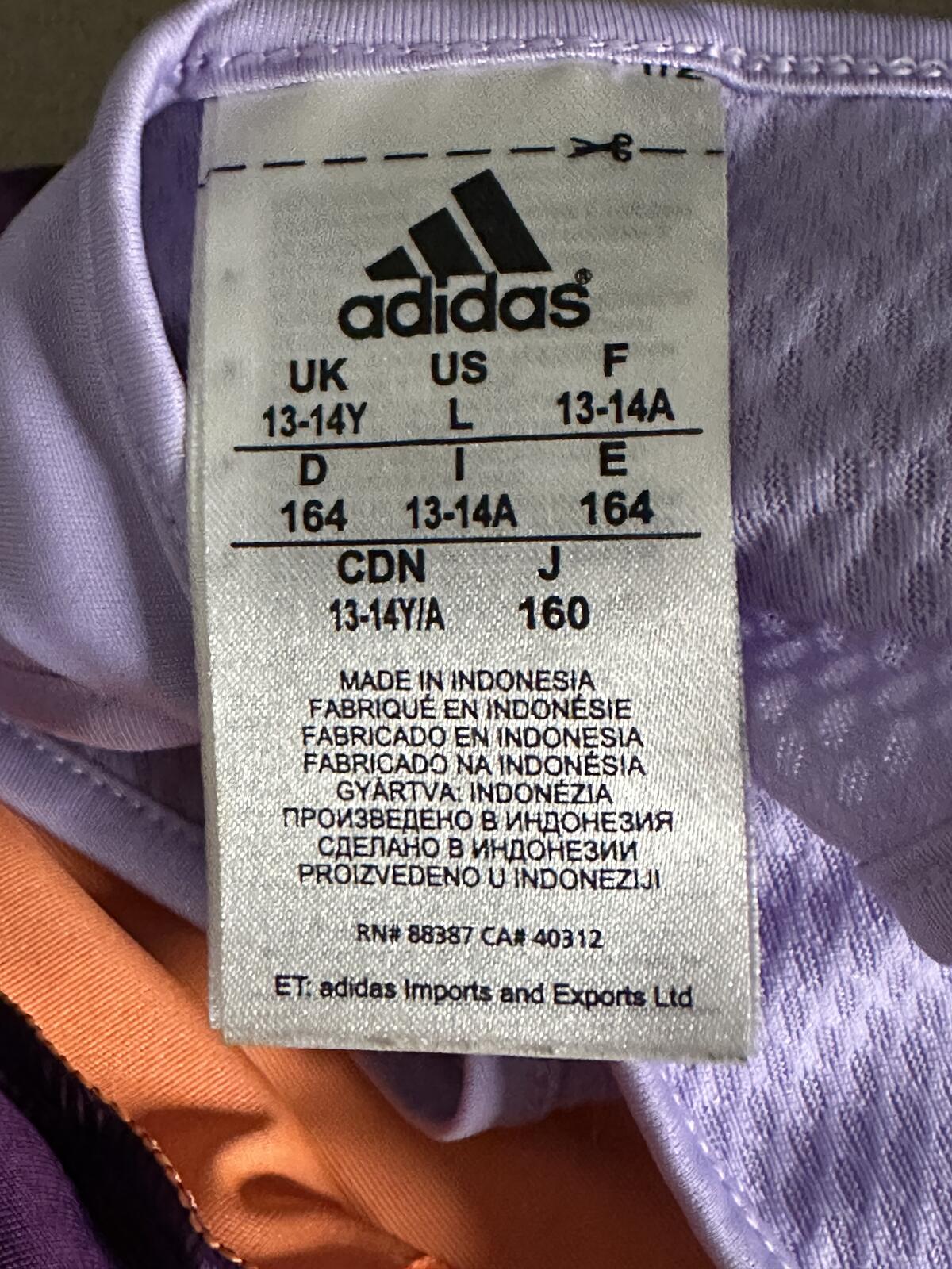 Adidas Youth Girl purple orange colorblock racerback tank top Large/13-14Y