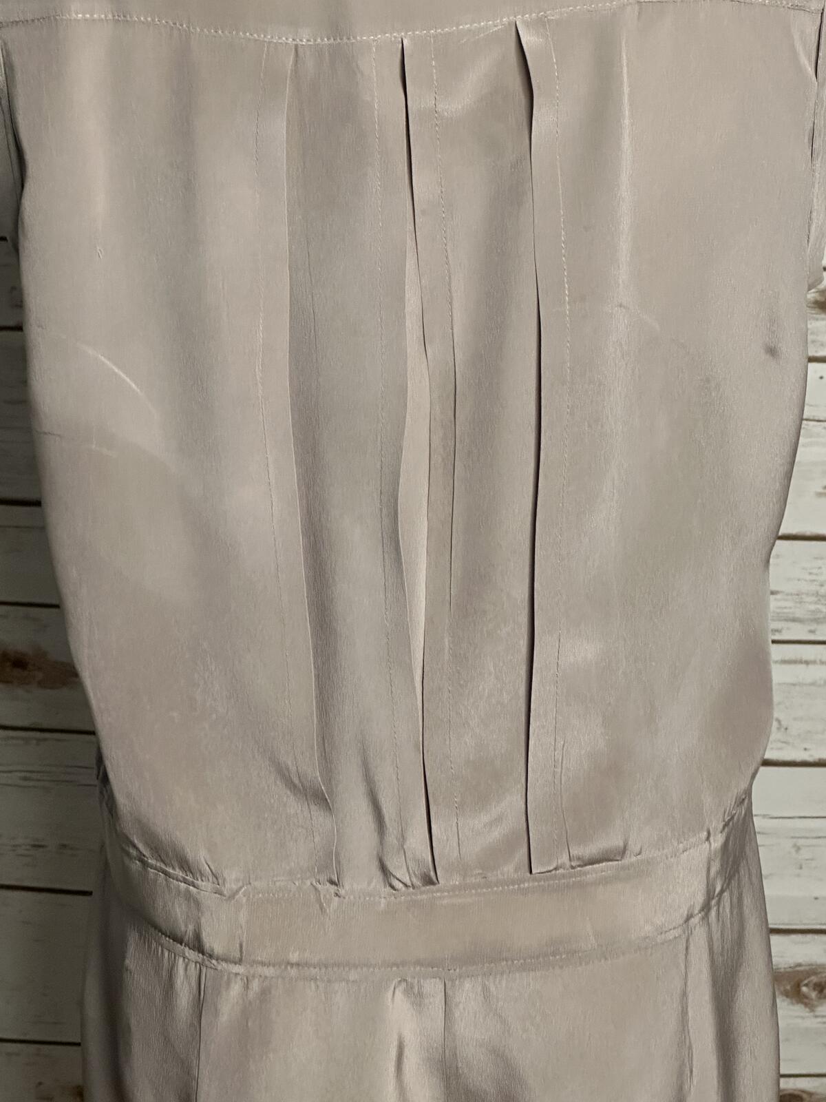 BCBGMaxAzria Paloma taupe sleeveless pleated 100% silk romper Size Medium