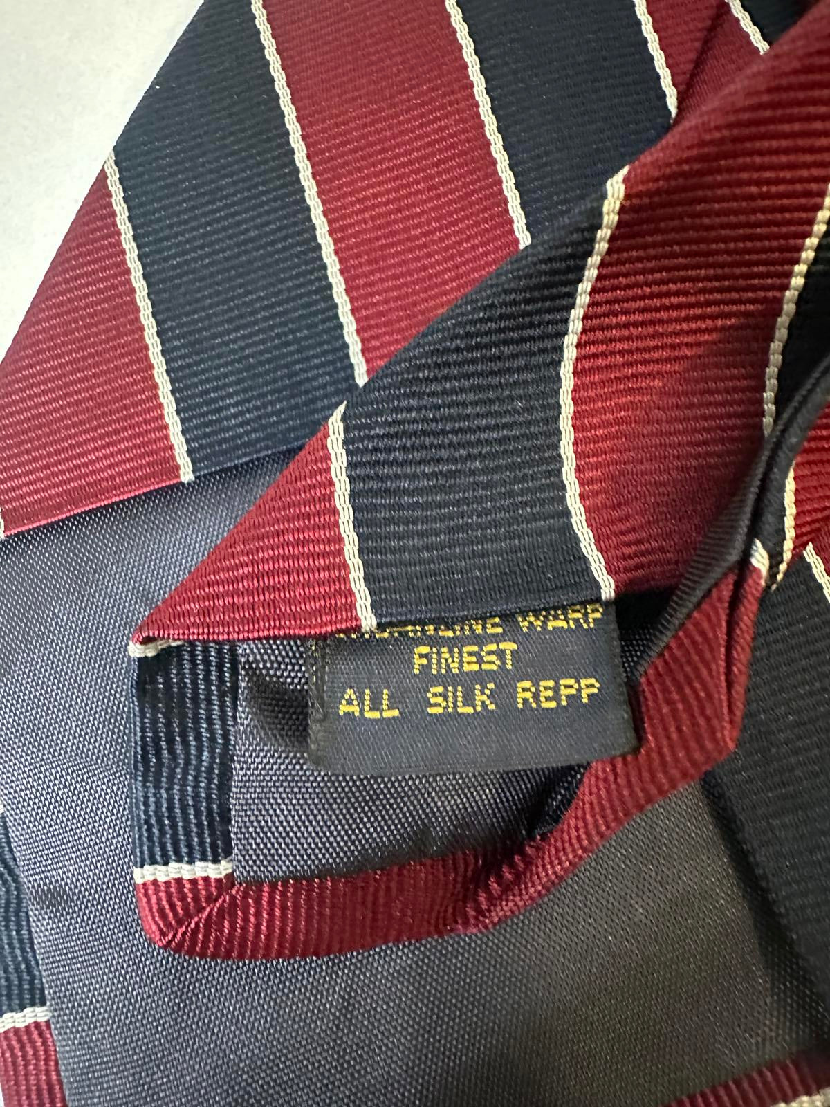 Vintage Neiman Marcus classic burgundy/navy diagonal striped/REPP silk necktie