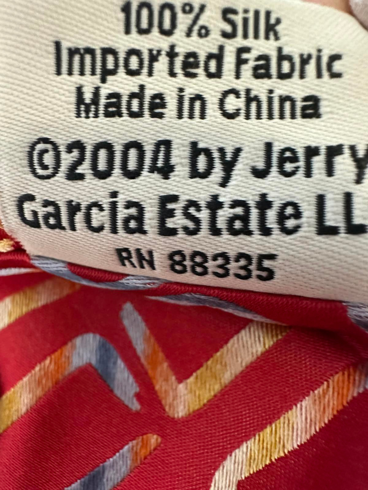 Vintage J. Garcia Emerald City Anniversary Collection red geometric silk necktie