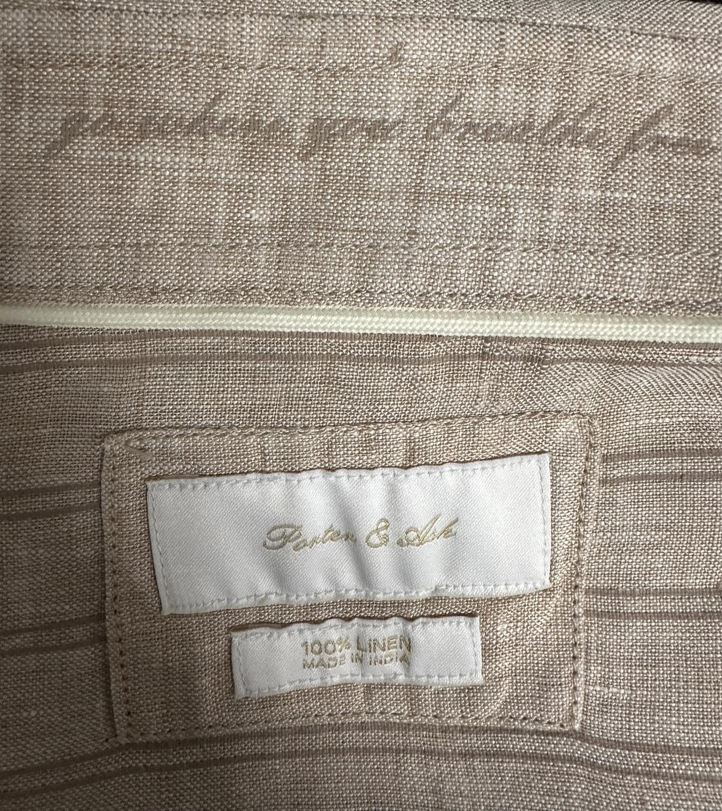 Porter & Ash beige 100% linen coastal short sleeve button-down shirt Medium