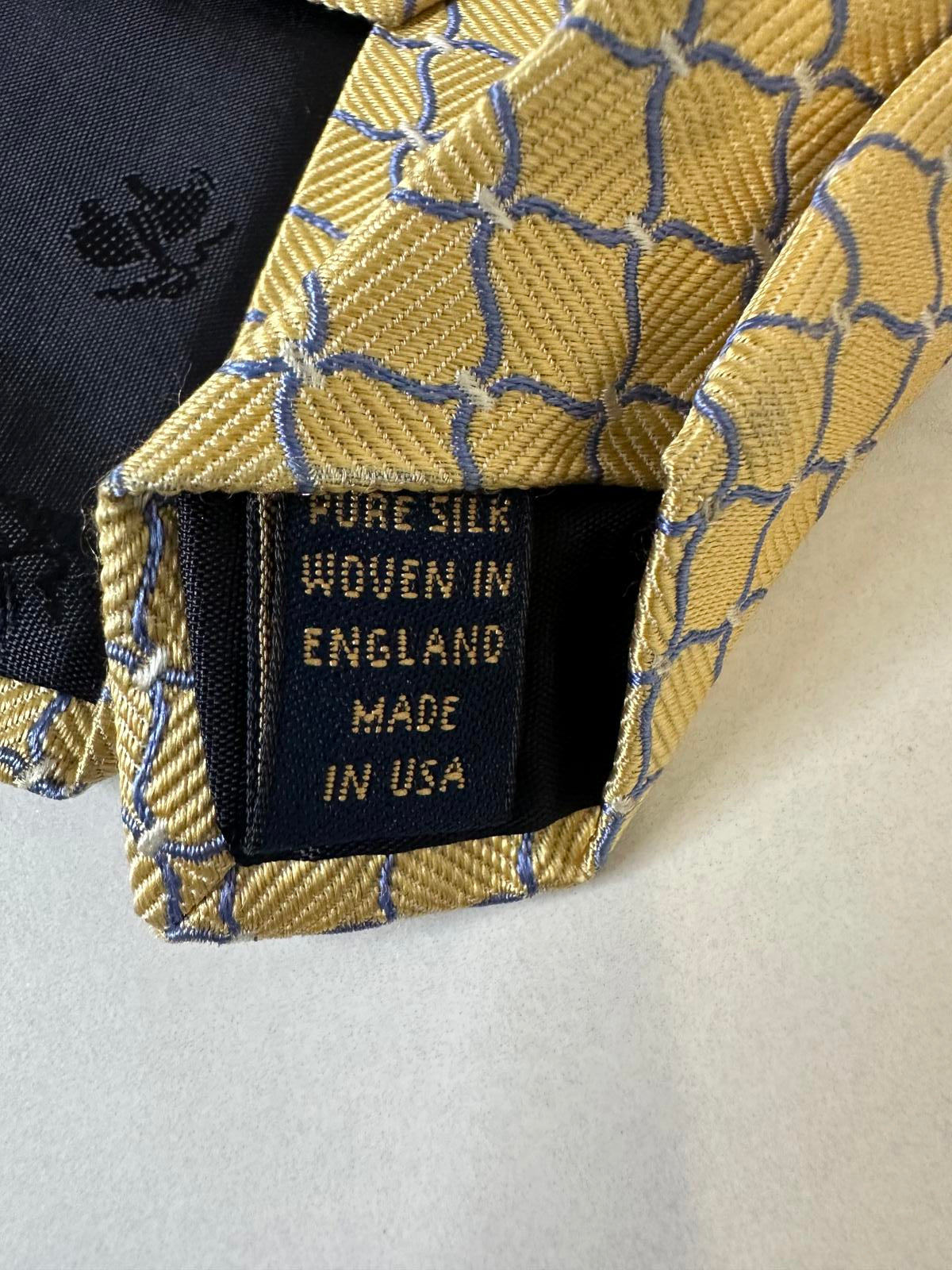 Vintage Brooks Brothers Makers classic yellow/light blue geometric silk tie
