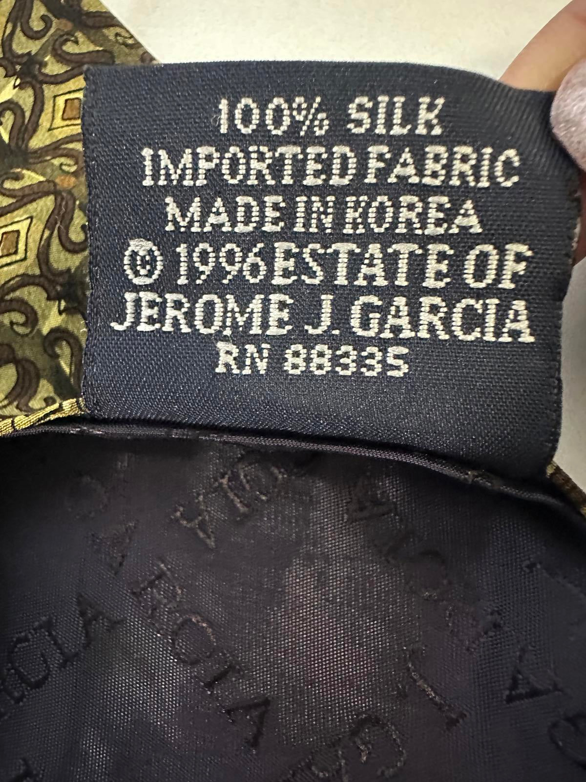 Vintage J. Garcia artsy brown/gold geometric 'Facet 2' Collection 21 silk neckie