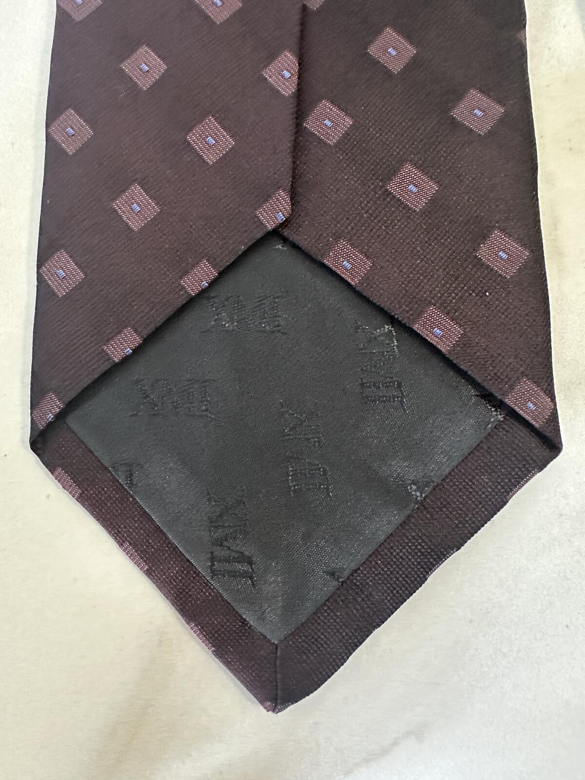 Vintage XMI for Nordstrom 100% silk tie plum/lilac/lt blue geometric classic