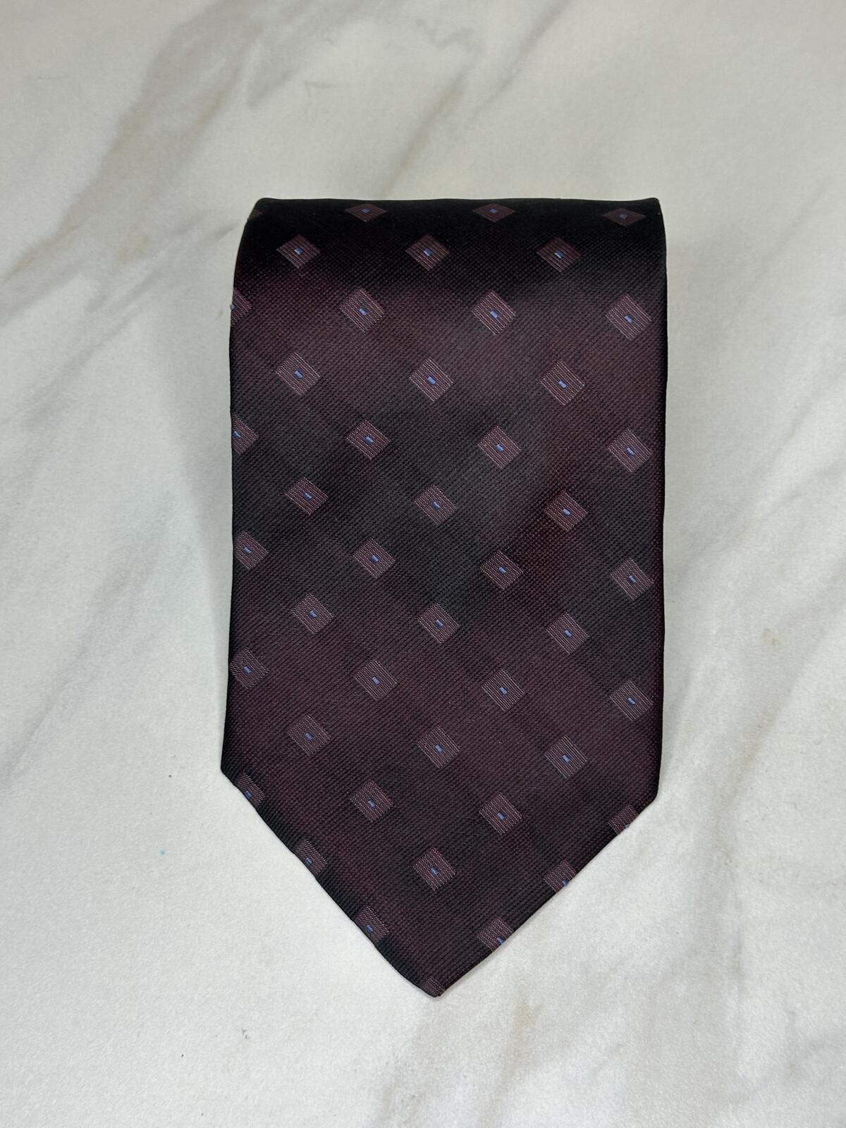 Vintage XMI for Nordstrom 100% silk tie plum/lilac/lt blue geometric classic