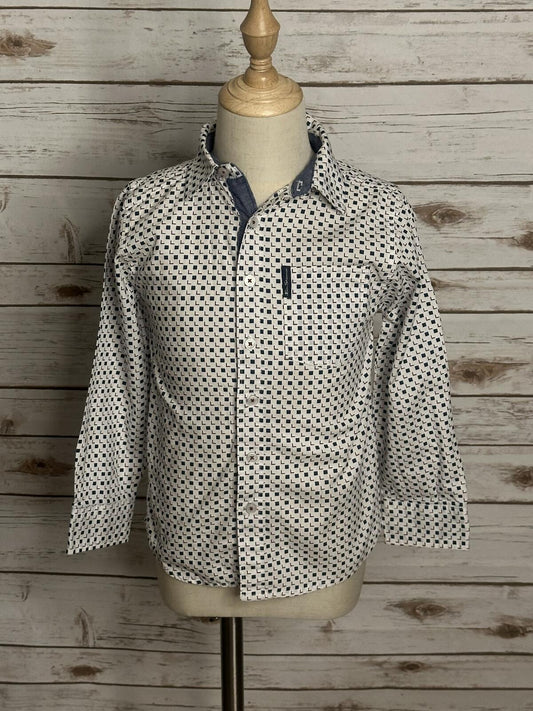 Ben Sherman cotton long sleeve mod geometric print button-up shirt Youth Size 5