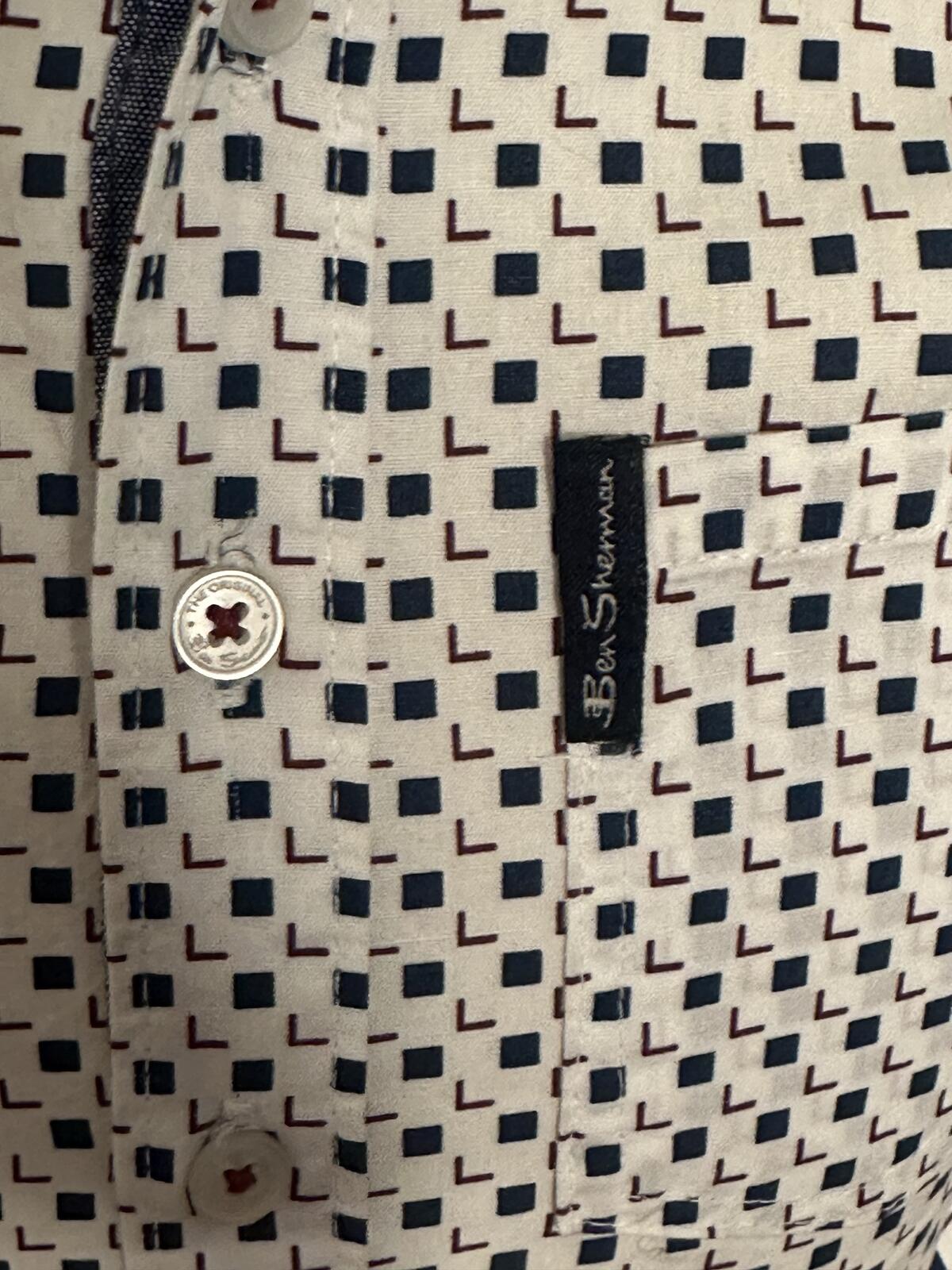 Ben Sherman cotton long sleeve mod geometric print button-up shirt Youth Size 5