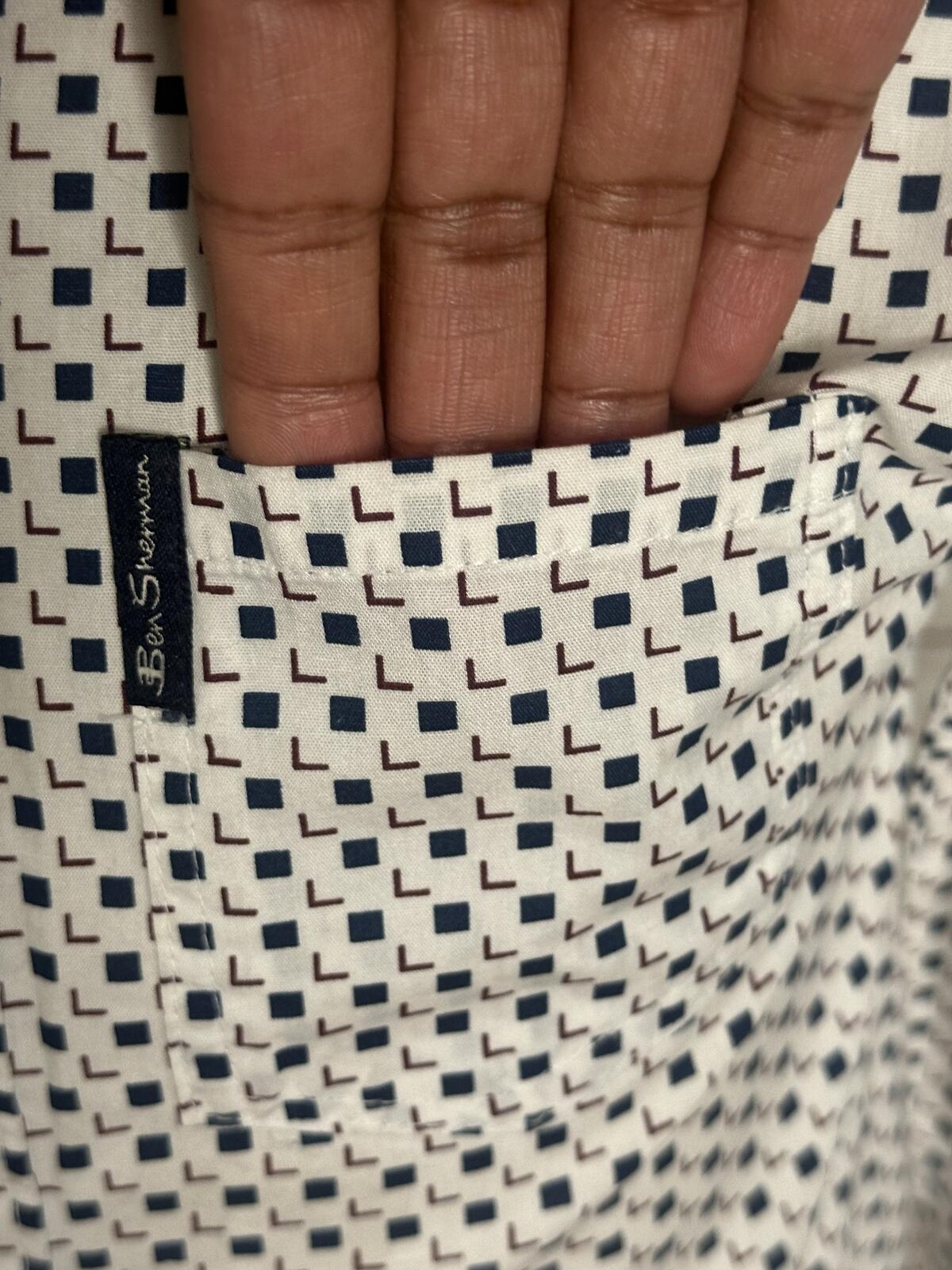 Ben Sherman cotton long sleeve mod geometric print button-up shirt Youth Size 5