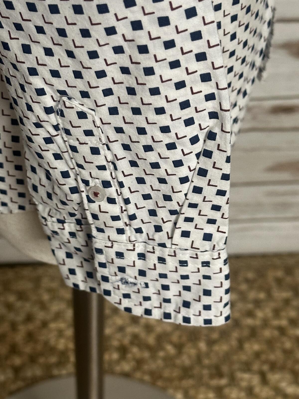 Ben Sherman cotton long sleeve mod geometric print button-up shirt Youth Size 5