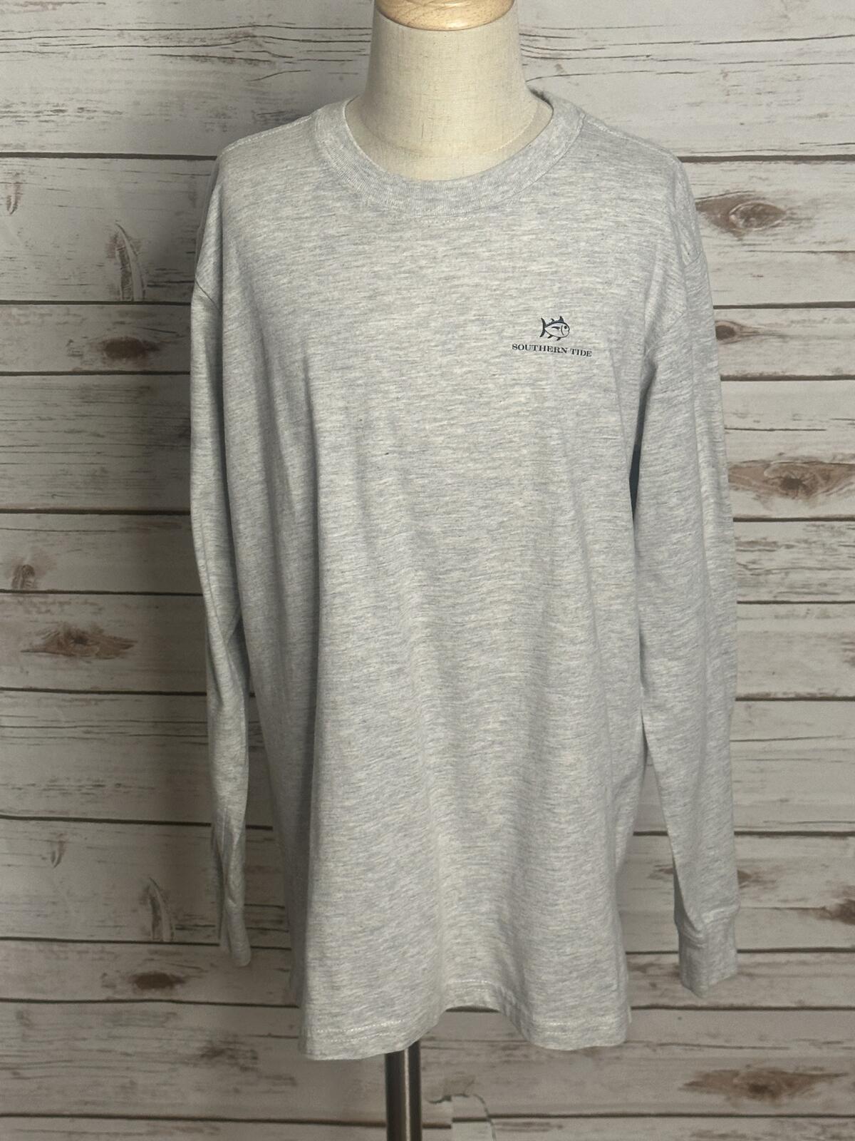 Southern Tide heather grey crewneck long sleeve graphic t-shirt Youth L (12-14)