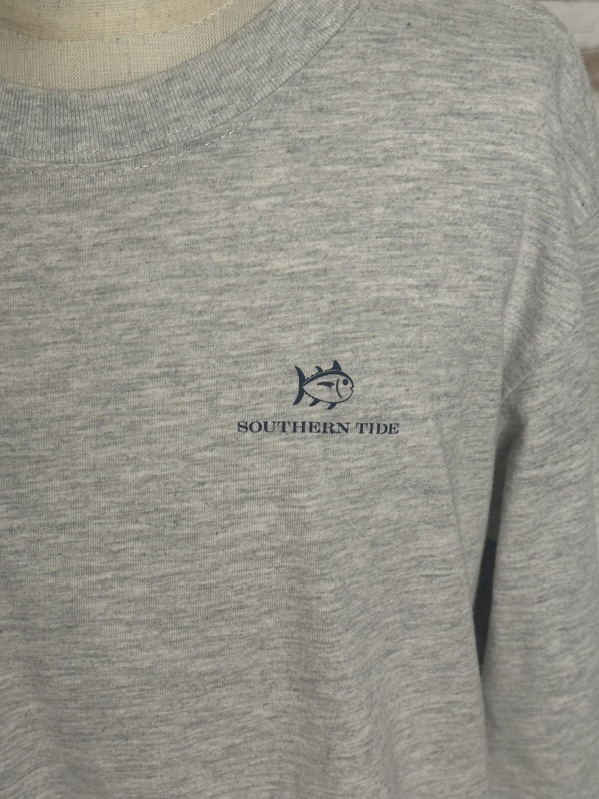 Southern Tide heather grey crewneck long sleeve graphic t-shirt Youth L (12-14)