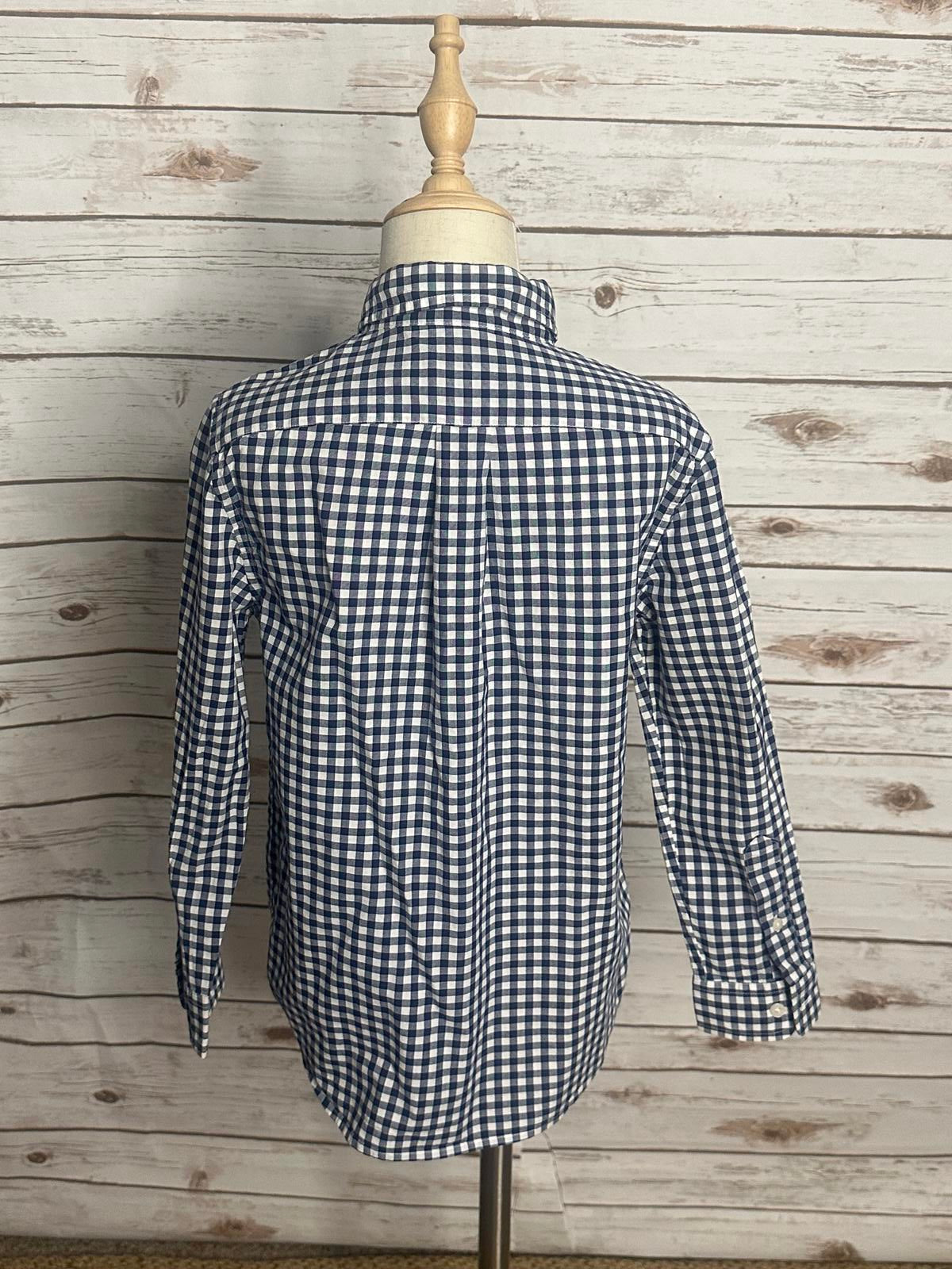 Vineyard Vines classic navy/white gingham long sleeve button-down shirt Size 7