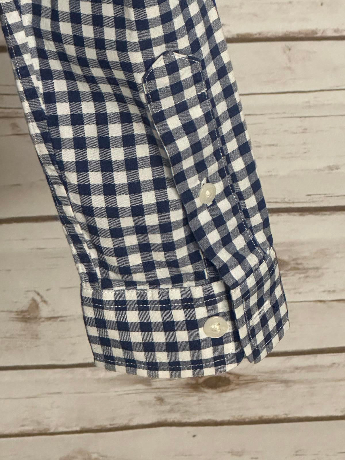 Vineyard Vines classic navy/white gingham long sleeve button-down shirt Size 7