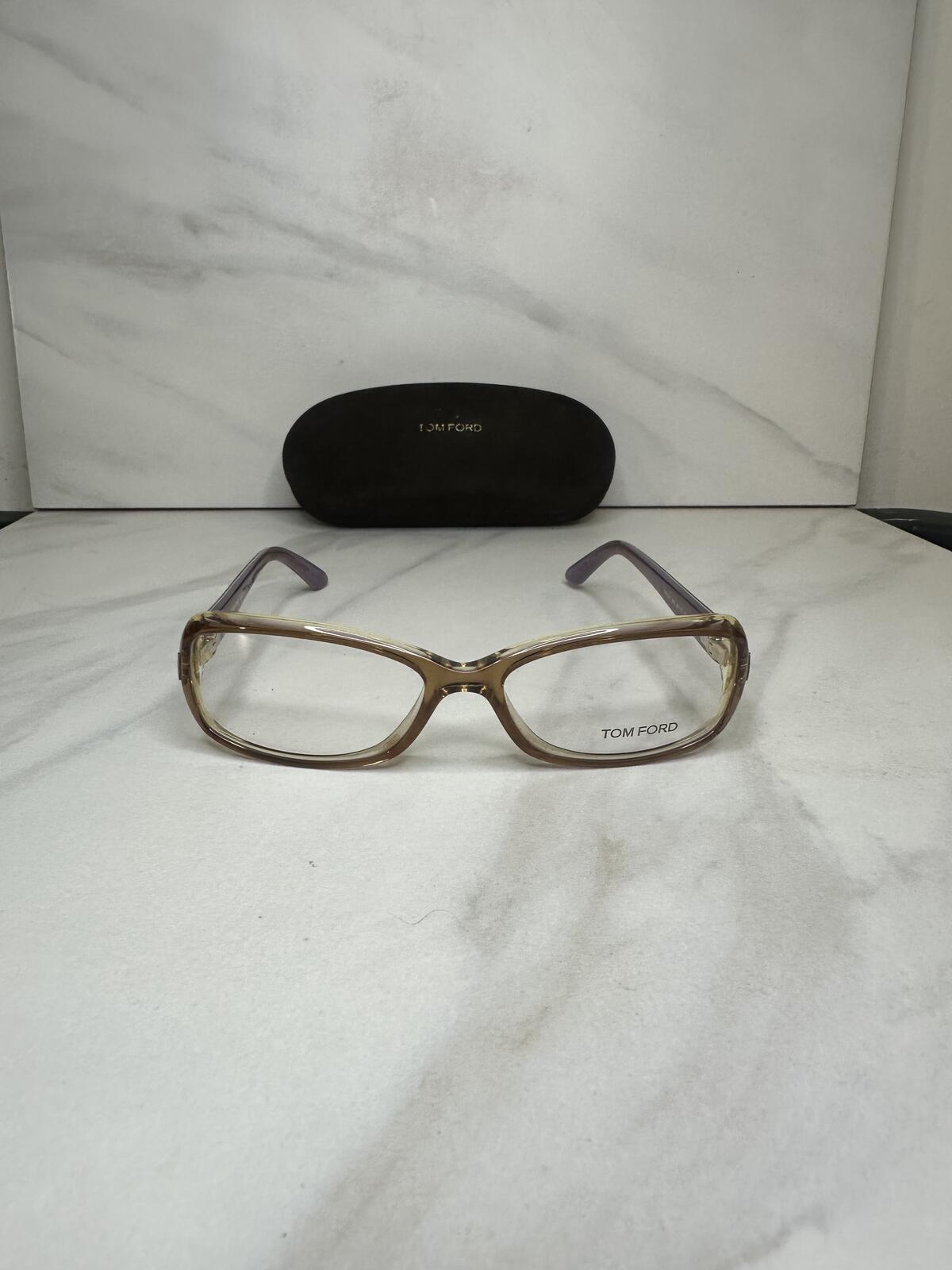 Tom Ford Women's brown lilac rectangular eyeglasses 54-16-135 w/ hard case