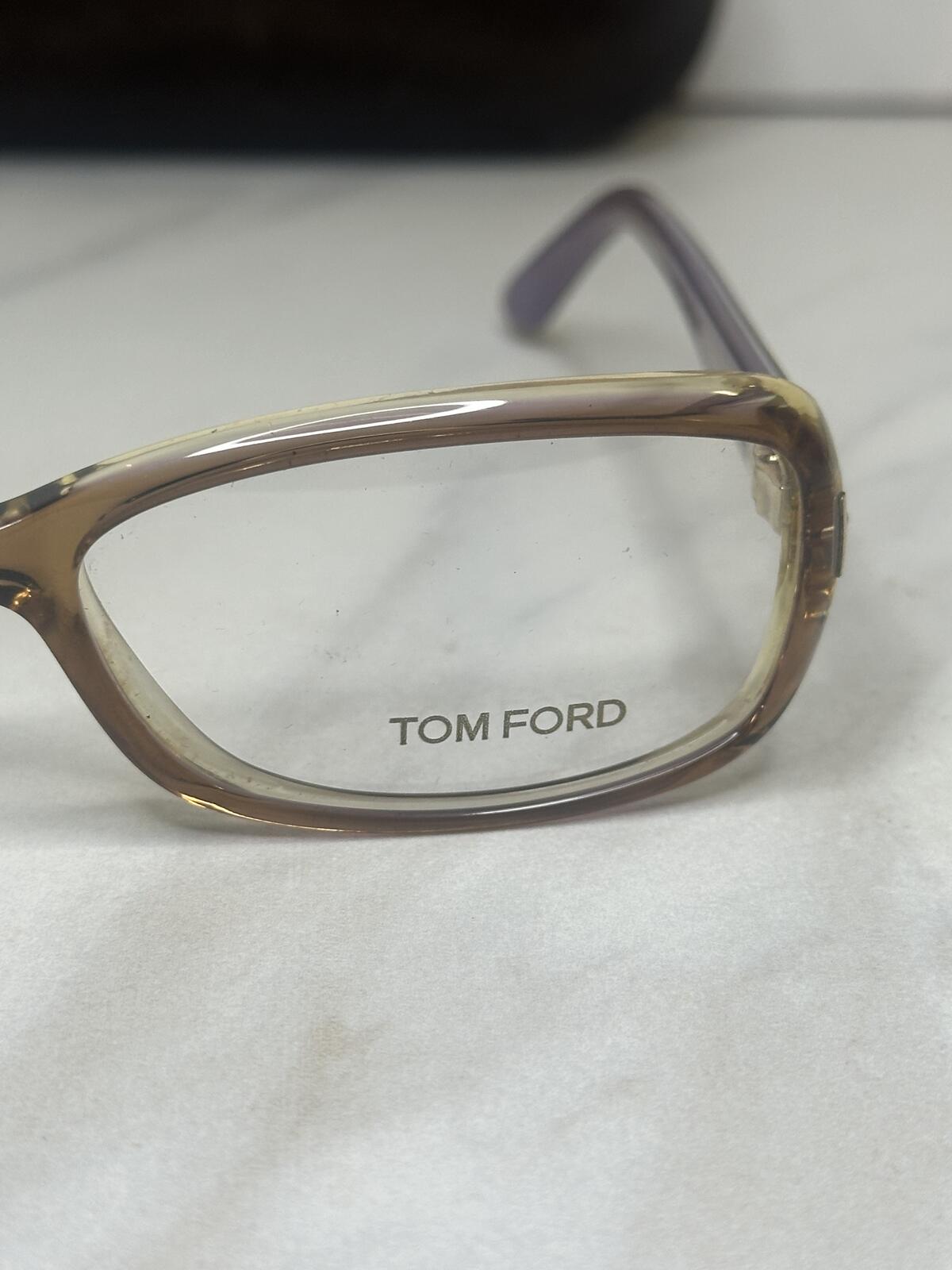 Tom Ford Women's brown lilac rectangular eyeglasses 54-16-135 w/ hard case