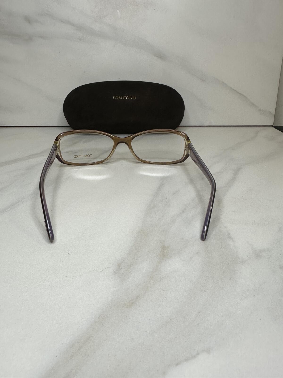 Tom Ford Women's brown lilac rectangular eyeglasses 54-16-135 w/ hard case