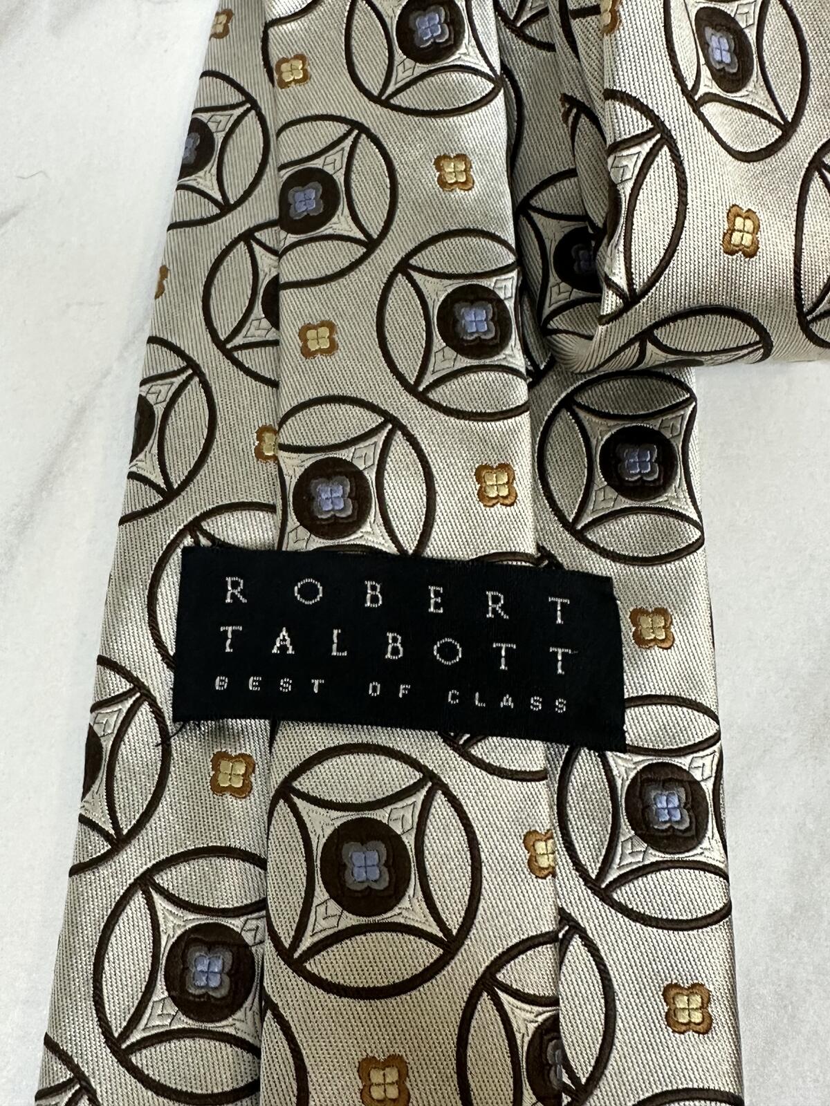 Robert Talbott Best of Class old money champagne geometric medallion silk tie