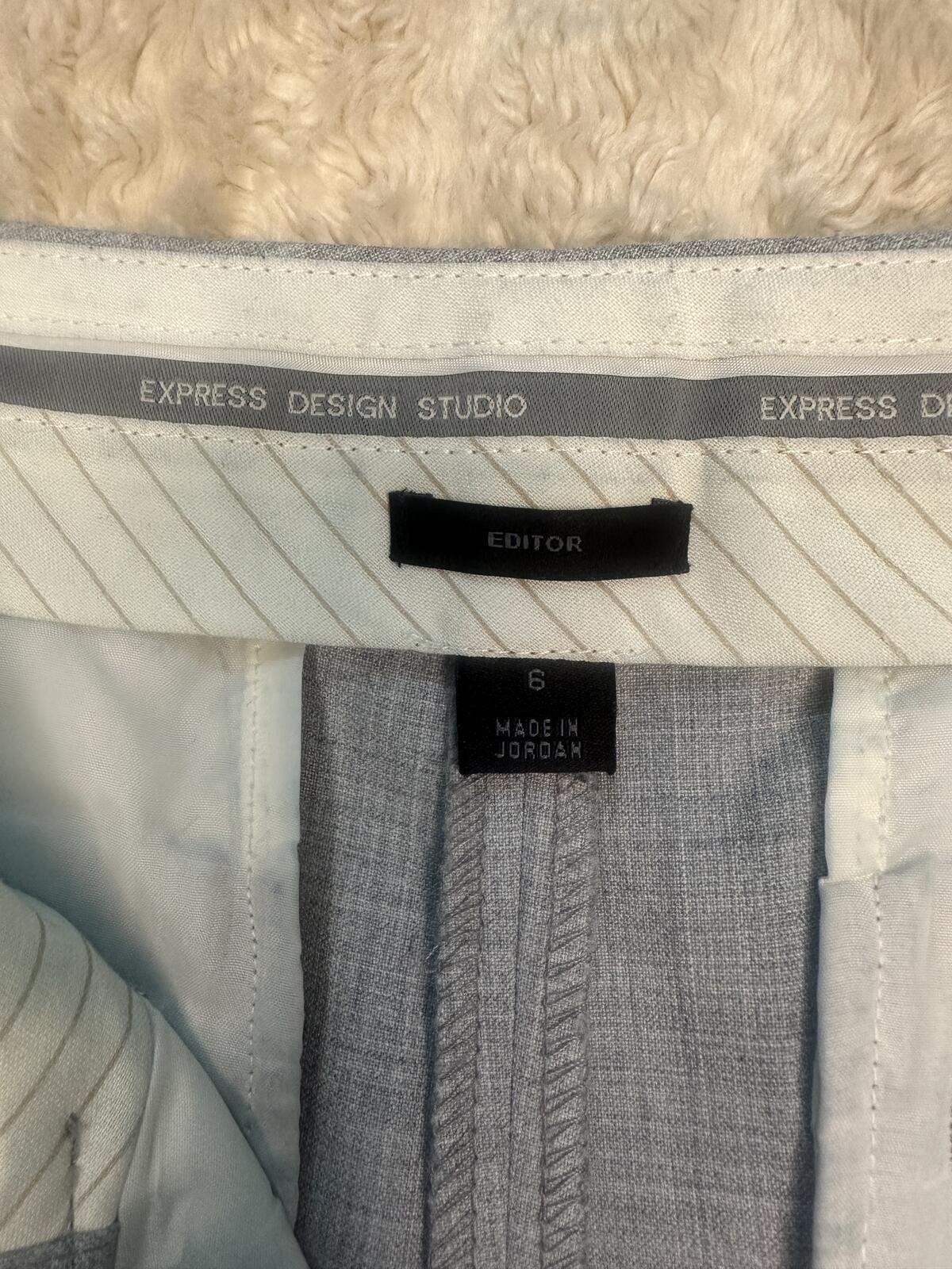 Express Design Studio classic grey 'Editor' tailored cuffed dress shorts Size 6