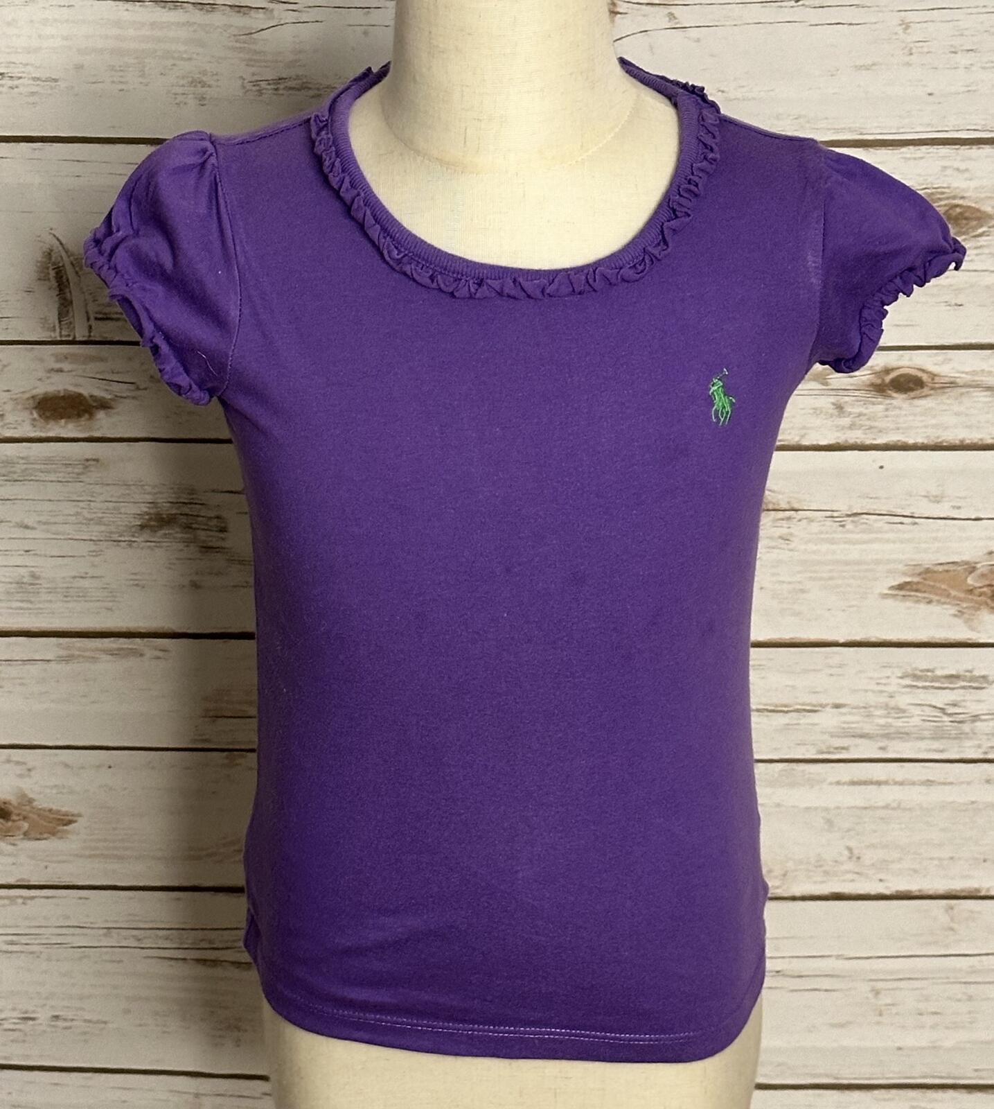 Ralph Lauren Girls cotton short sleeve t-shirt Size 4/4T purple classic preppy