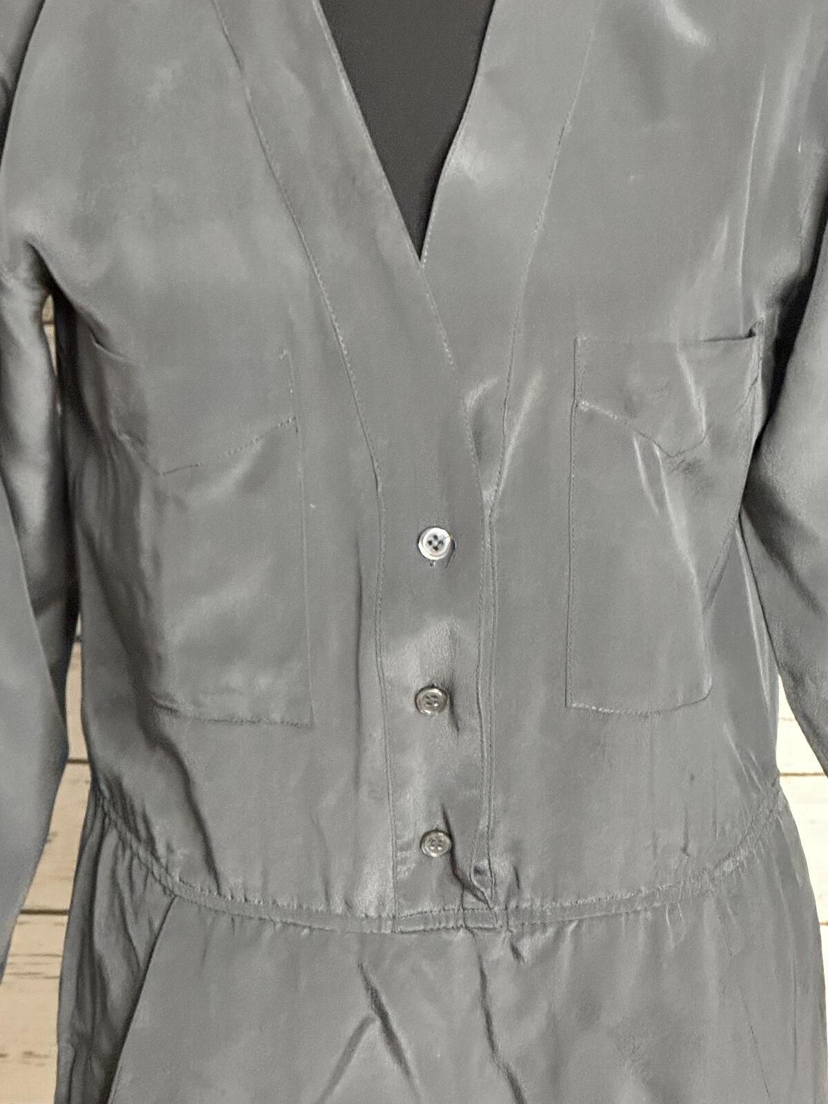 Anthropologie Twelfth Street Cynthia Vincent 100% silk romper Size Petite grey minimalist