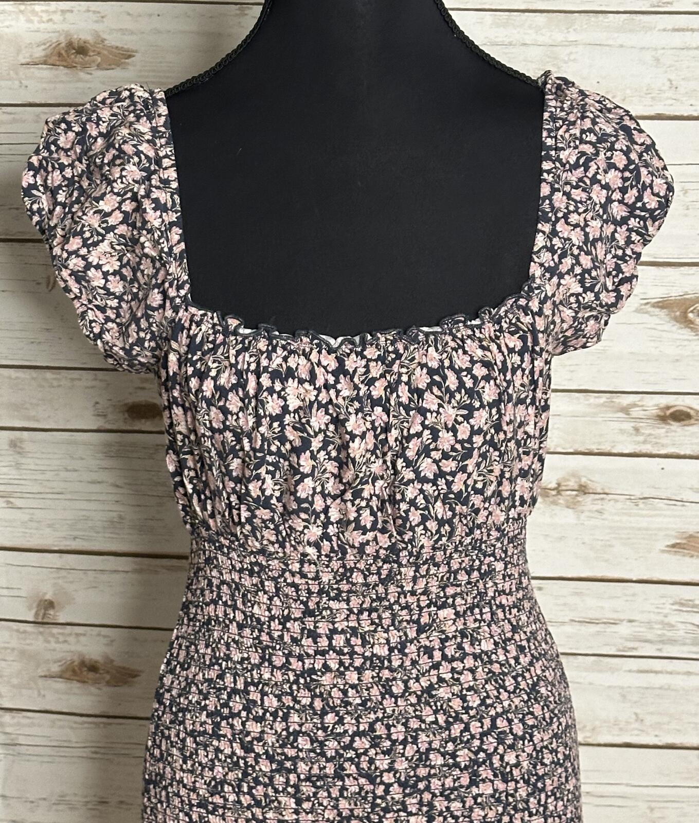 Wild Fable floral smocked milkmaid mini dress Small ditsy floral bodycon