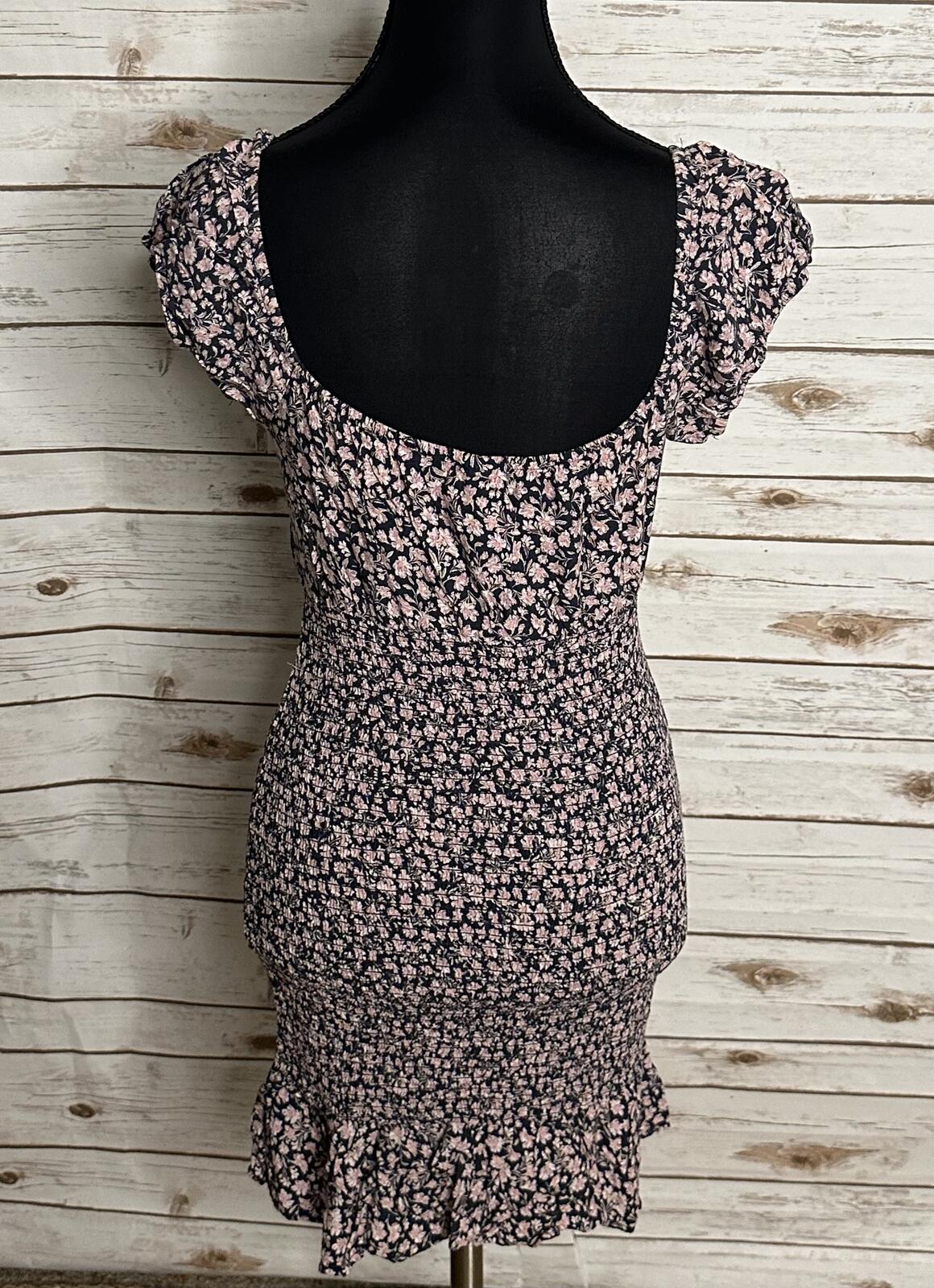 Wild Fable floral smocked milkmaid mini dress Small ditsy floral bodycon