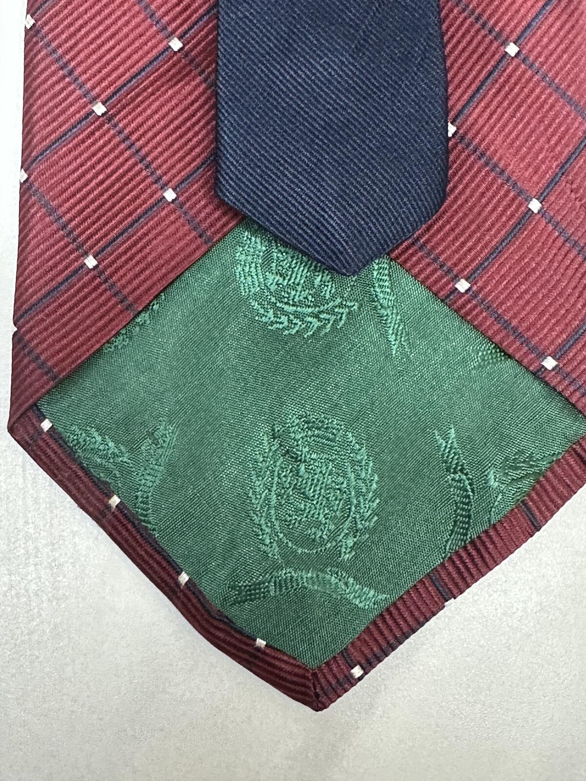 Vintage Tommy Hilfiger silk tie burgundy/navy diamond pattern preppy made in USA
