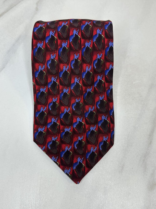 Vintage J. Garcia 100% silk tie red/blue/grey geometric abstract wearable art