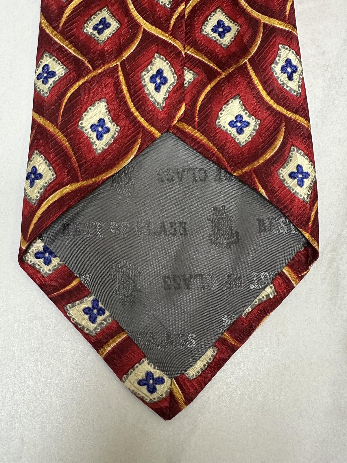 Vintage Robert Talbott Best of Class silk tie red/cream/blue bold geometric