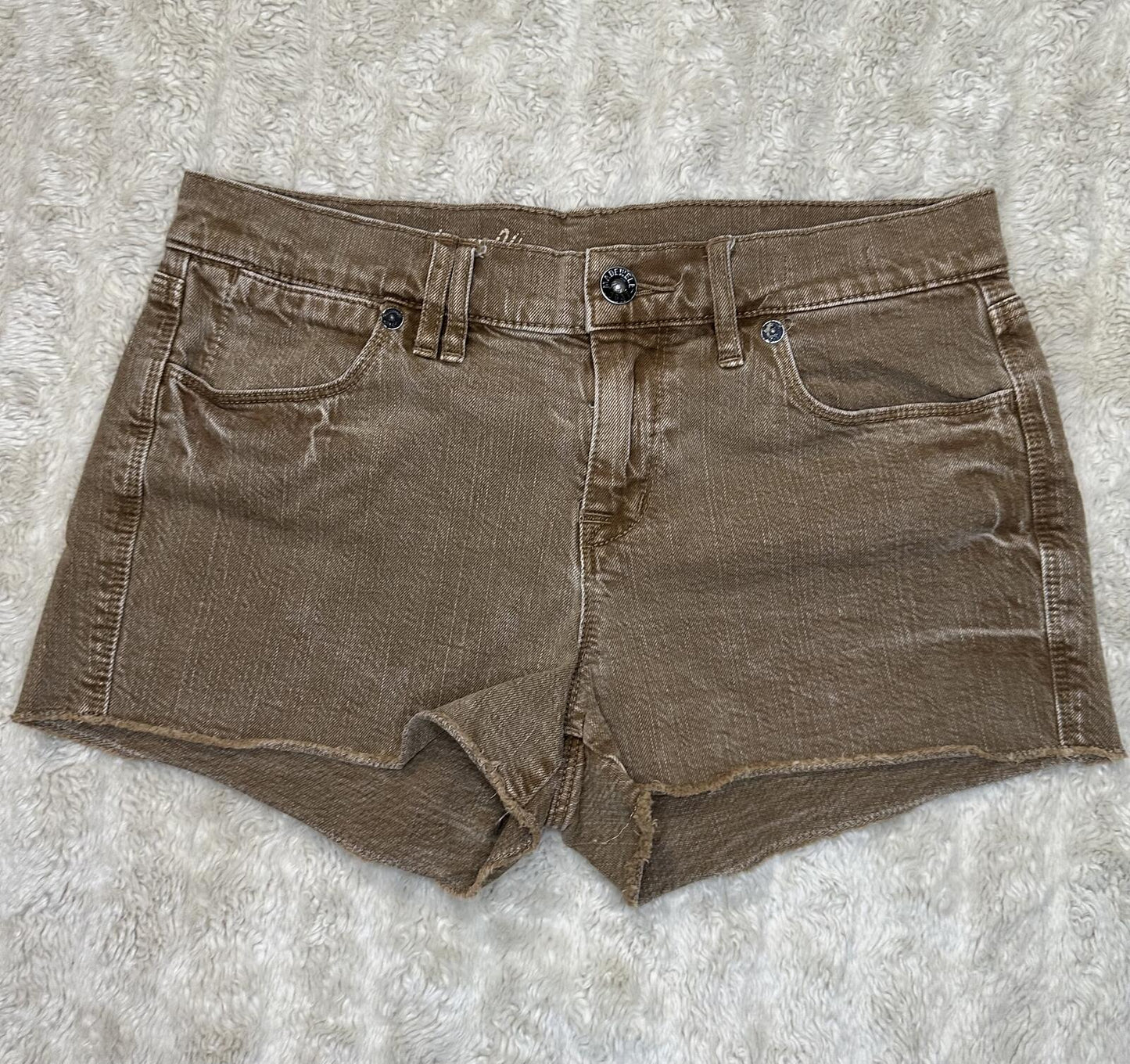 Madewell Women's micro denim shorts Size 26 brown cutoff Y2K coastal cowgirl