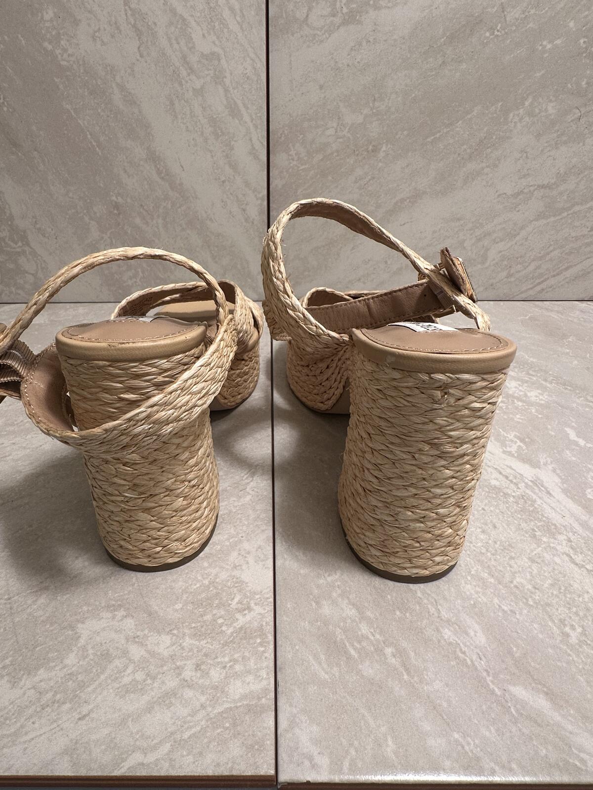 Steve Madden 'Carisma' raffia platform open toe block heel sandals Size 9.5