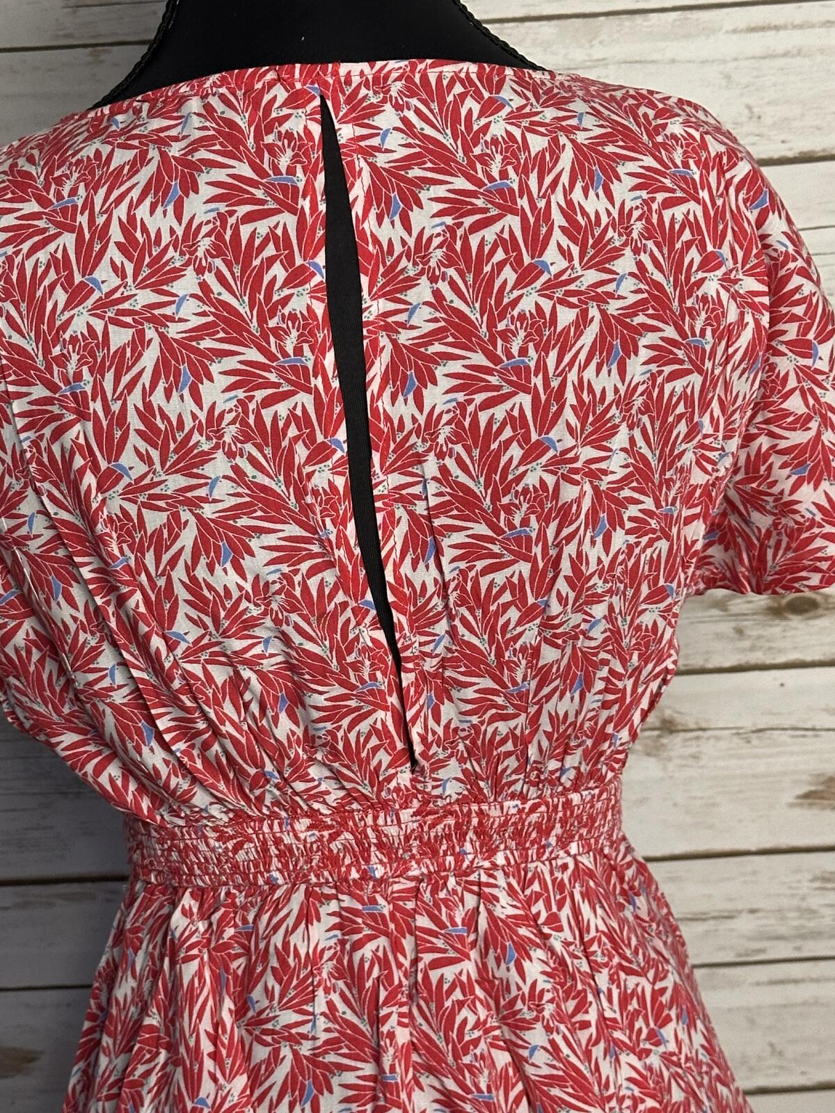 Lulus Dondi tie-front romper Small red white blue flutter sleeve peekaboo