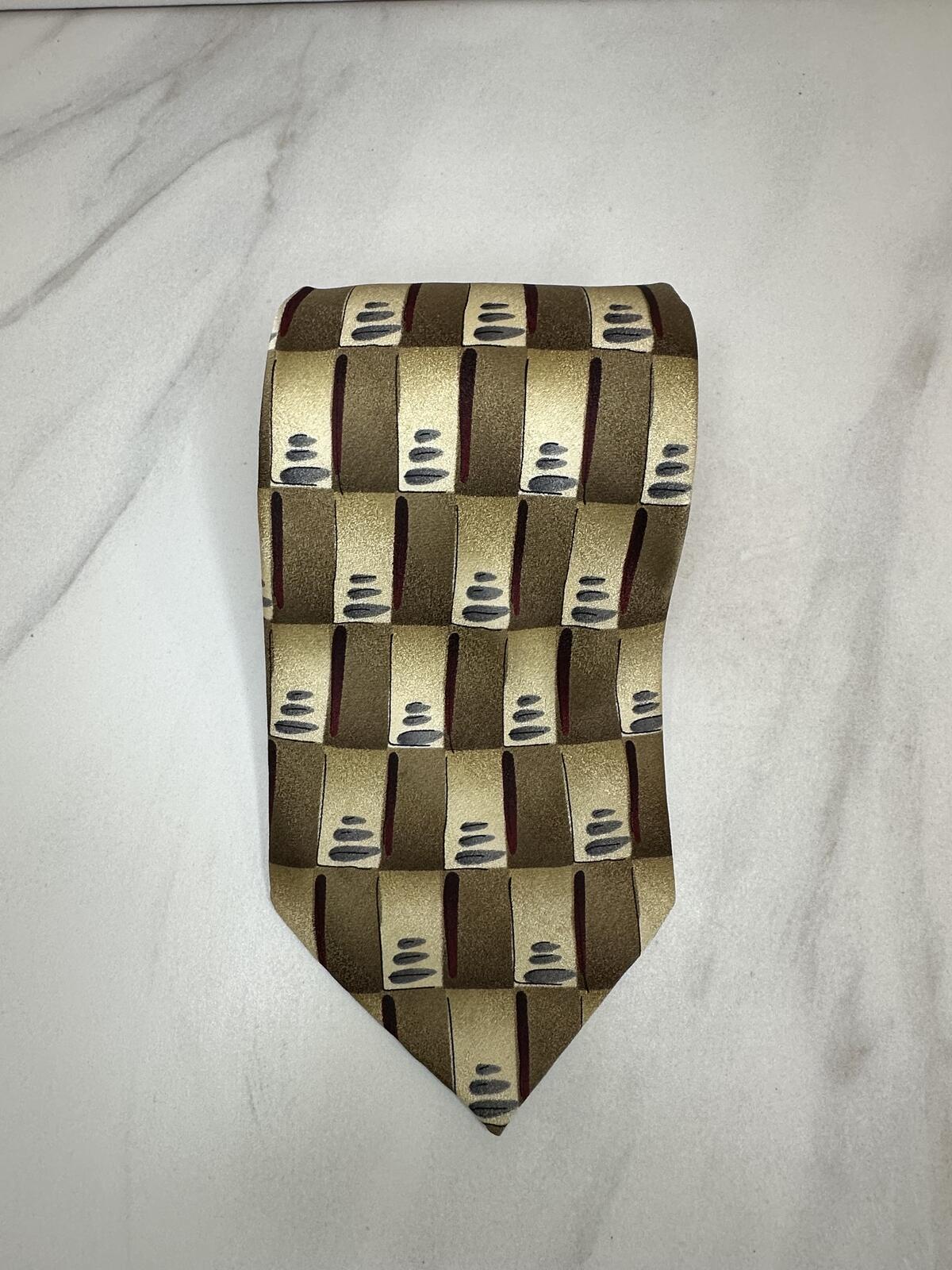 Vintage J. Garcia Scaly Monster Blue Man 100% silk tie gold abstract geometric