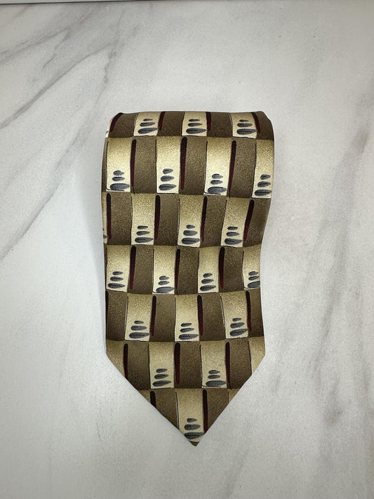 Vintage J. Garcia Scaly Monster Blue Man 100% silk tie gold abstract geometric