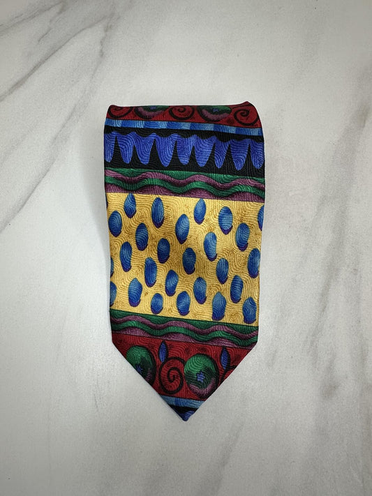 Vintage J. Garcia multicolored 100% silk tie psychedelic geometric wearable art