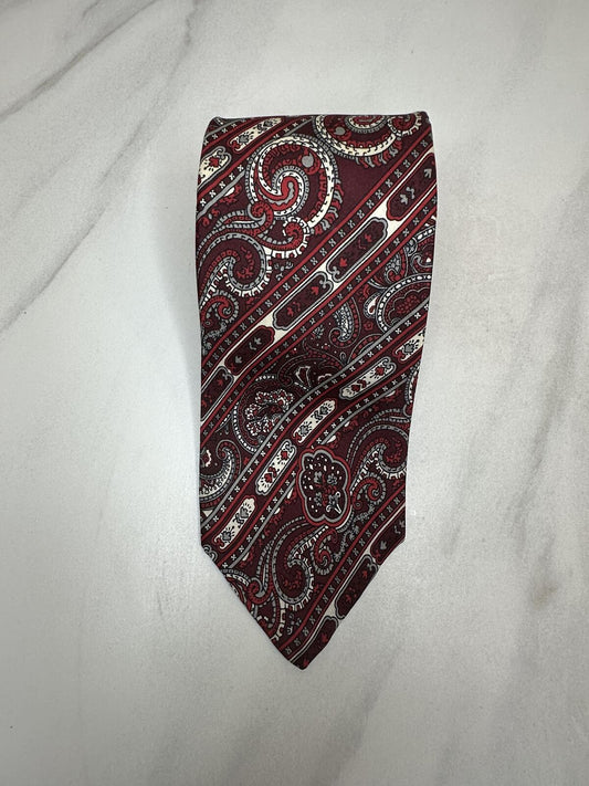 Vintage Christian Dior Cravates silk tie burgundy paisley designer luxury