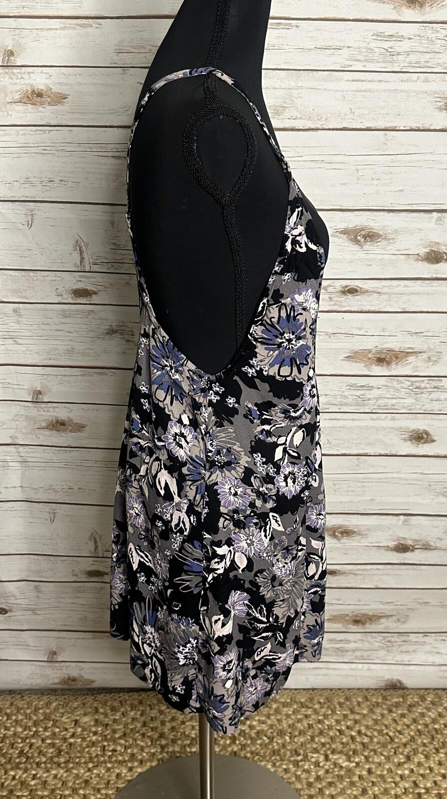Free People Jump and Jive minidress Size 8 grey purple floral whimsigoth grunge