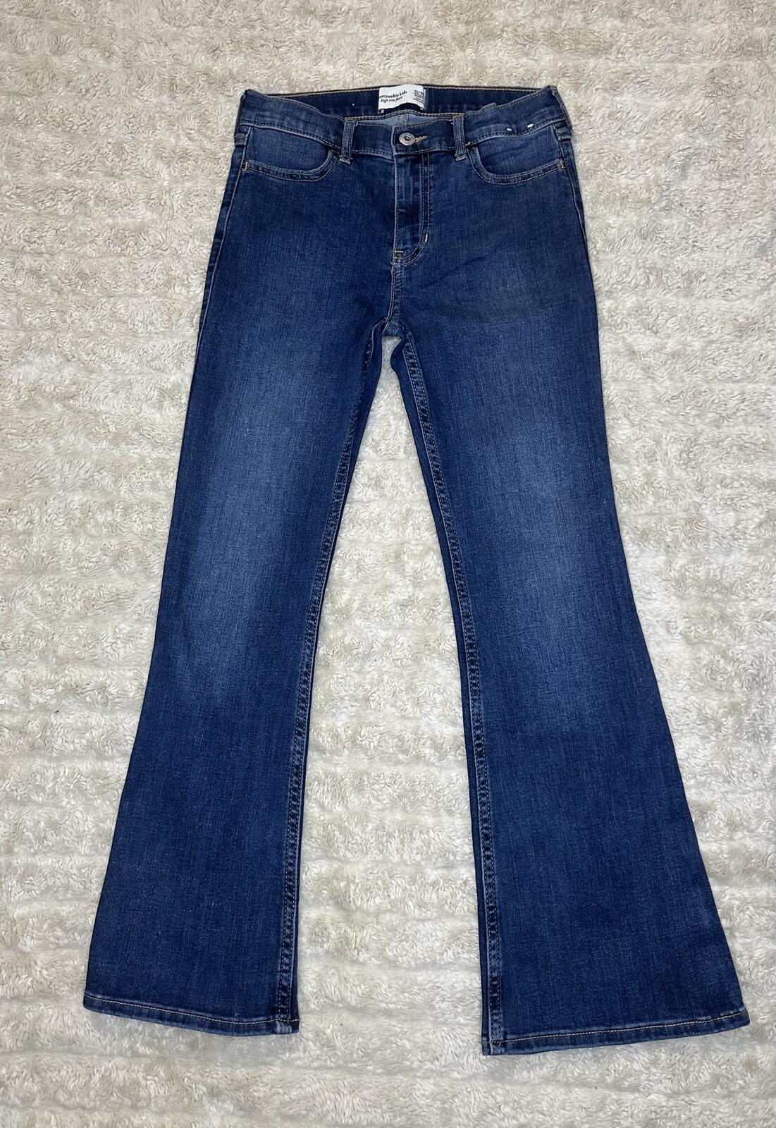 Abercrombie Kids HIgh Rise Flare medium wash denim jeans Size 13/14 Short