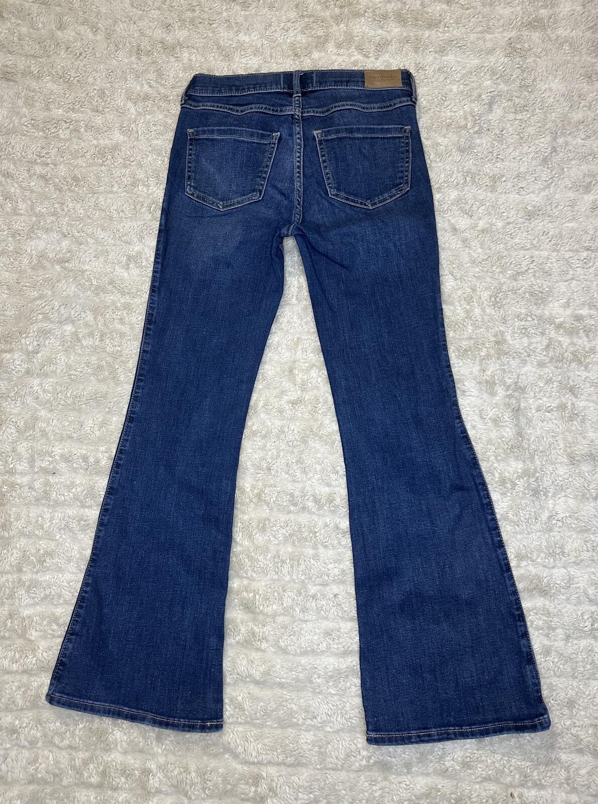 Abercrombie Kids HIgh Rise Flare medium wash denim jeans Size 13/14 Short