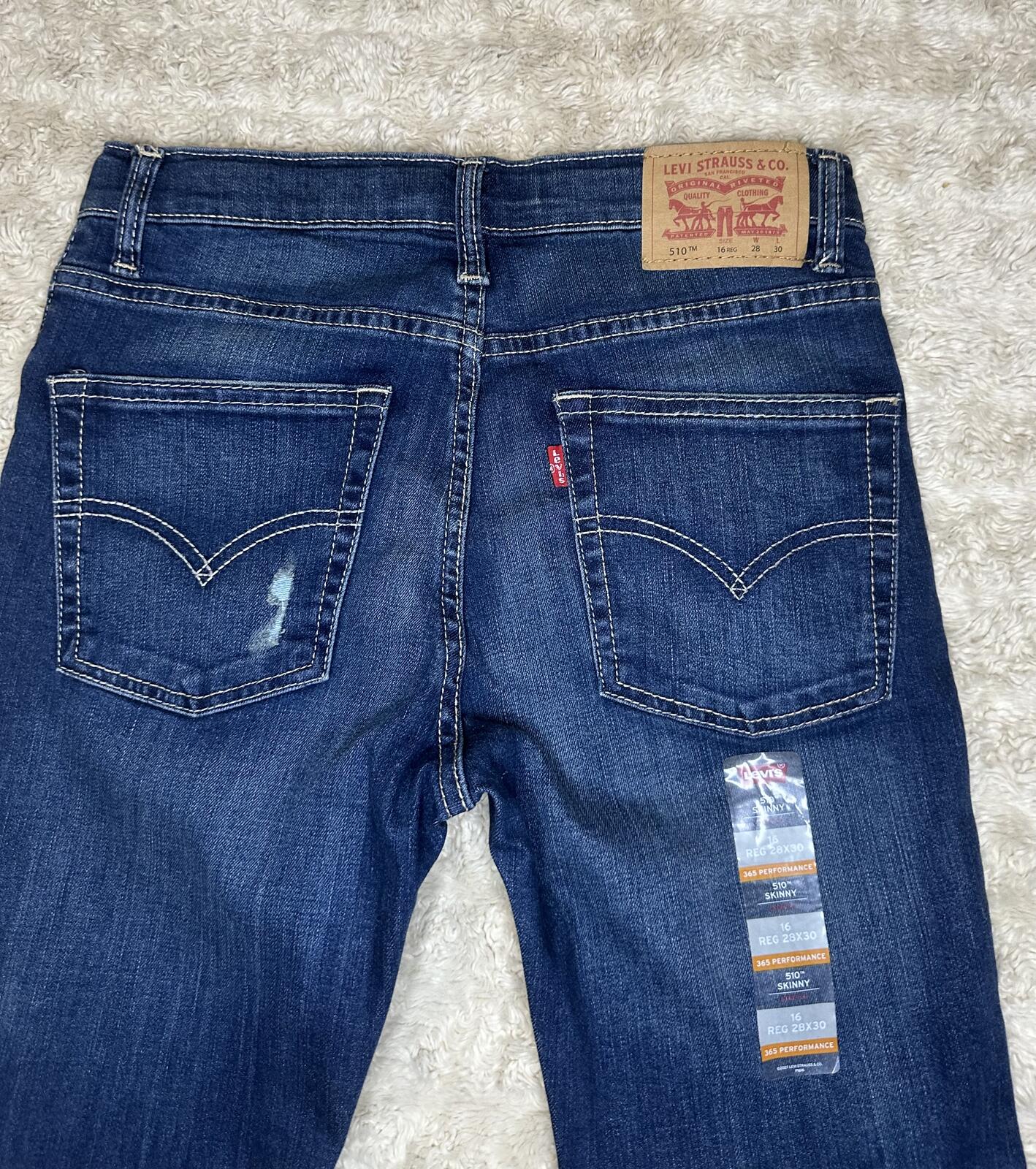 Levi's 510 Skinny distressed medium wash denim jeans Youth 16Reg 28x30