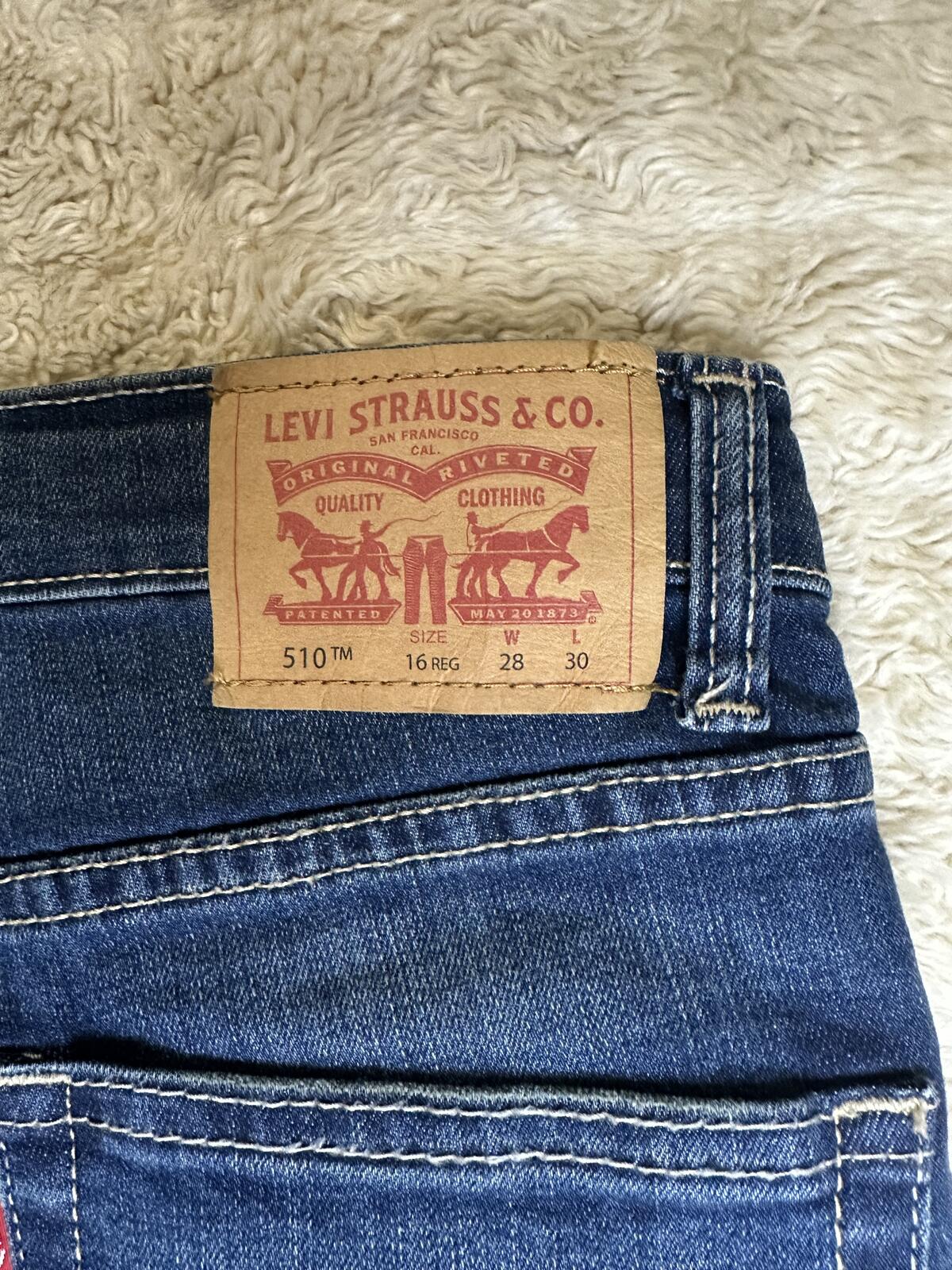 Levi's 510 Skinny distressed medium wash denim jeans Youth 16Reg 28x30