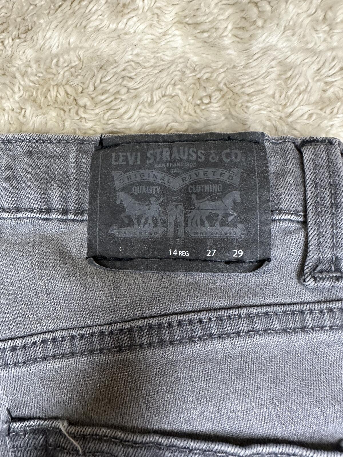 Levi's grey 512 Slim Taper denim jeans Youth 14Reg 27x29/Women's XXS/XS
